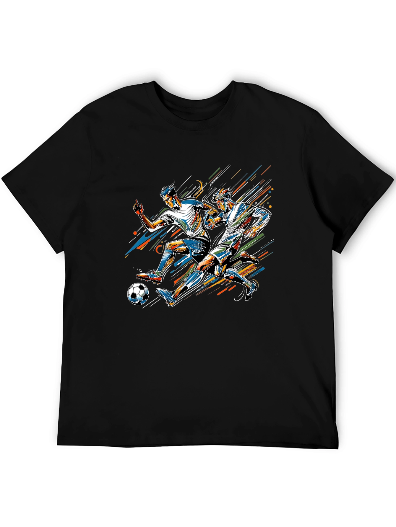 Black Soccer Player Graphic Print Black T-Shirt view 5