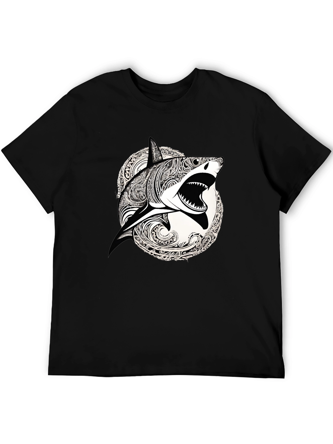 Black Shark Graphic Print Black T-Shirt view 5