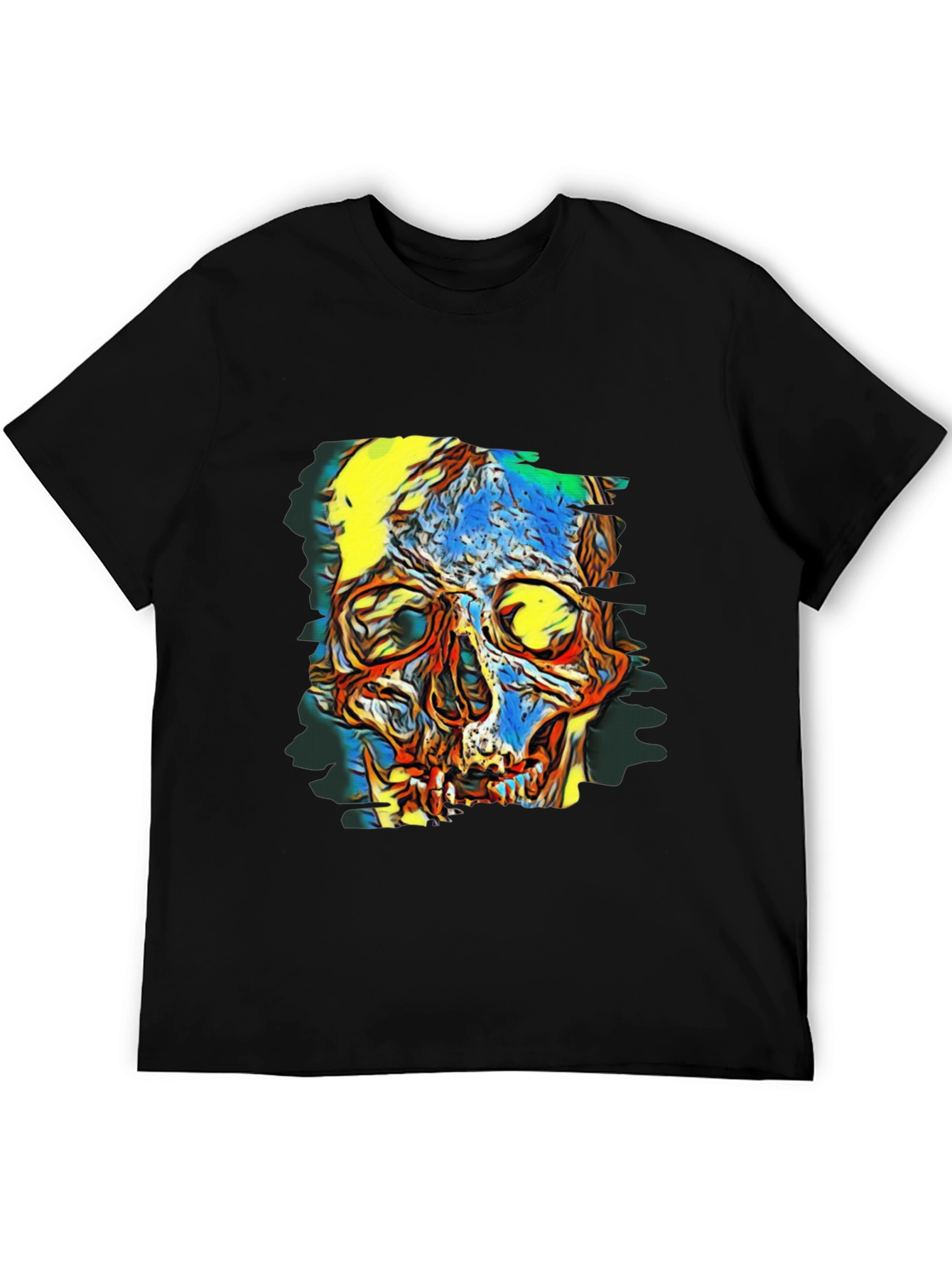 Black Abstract Skull Graphic Black T-Shirt view 5