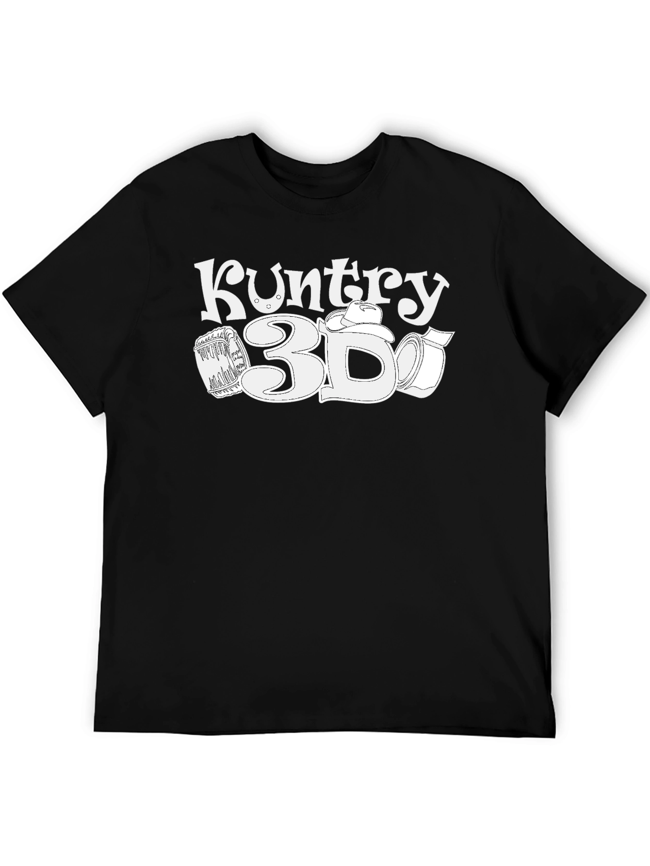 Black Kuntry 3D T-Shirt - Black Cotton Graphic Tee view 5
