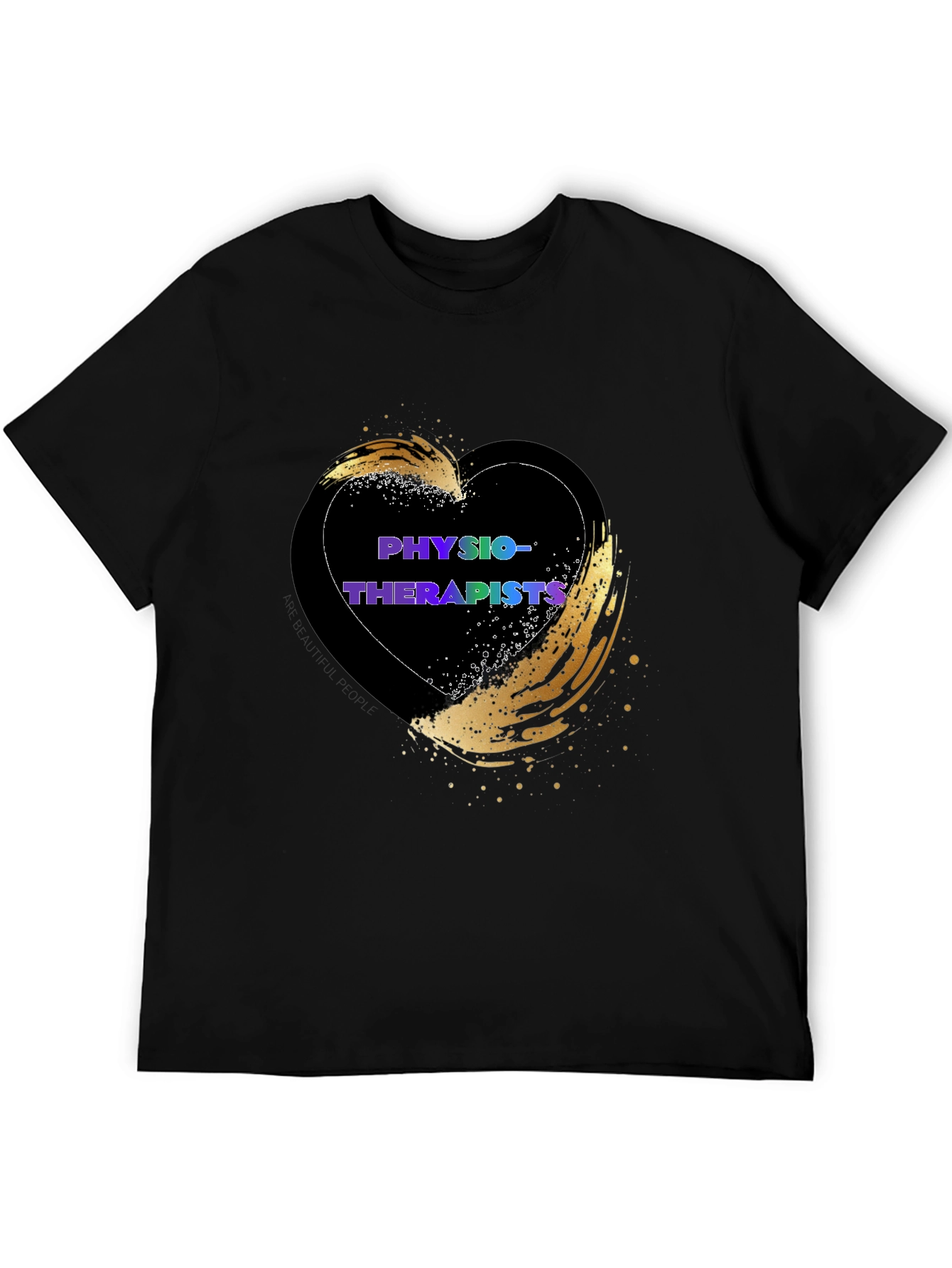 Black Physiotherapist Heart T-Shirt - Gold Accent view 5