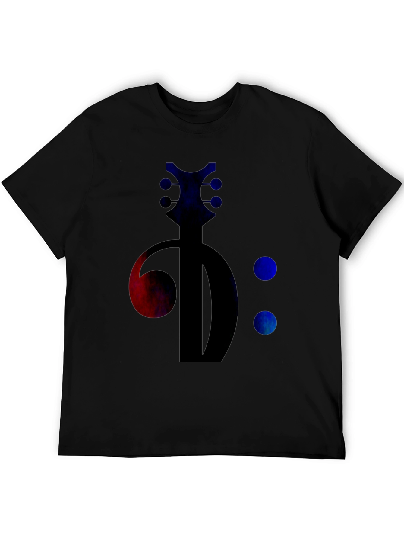 Black Bass Clef Guitar Tee - Music Lover's Black T-Shirt view 5