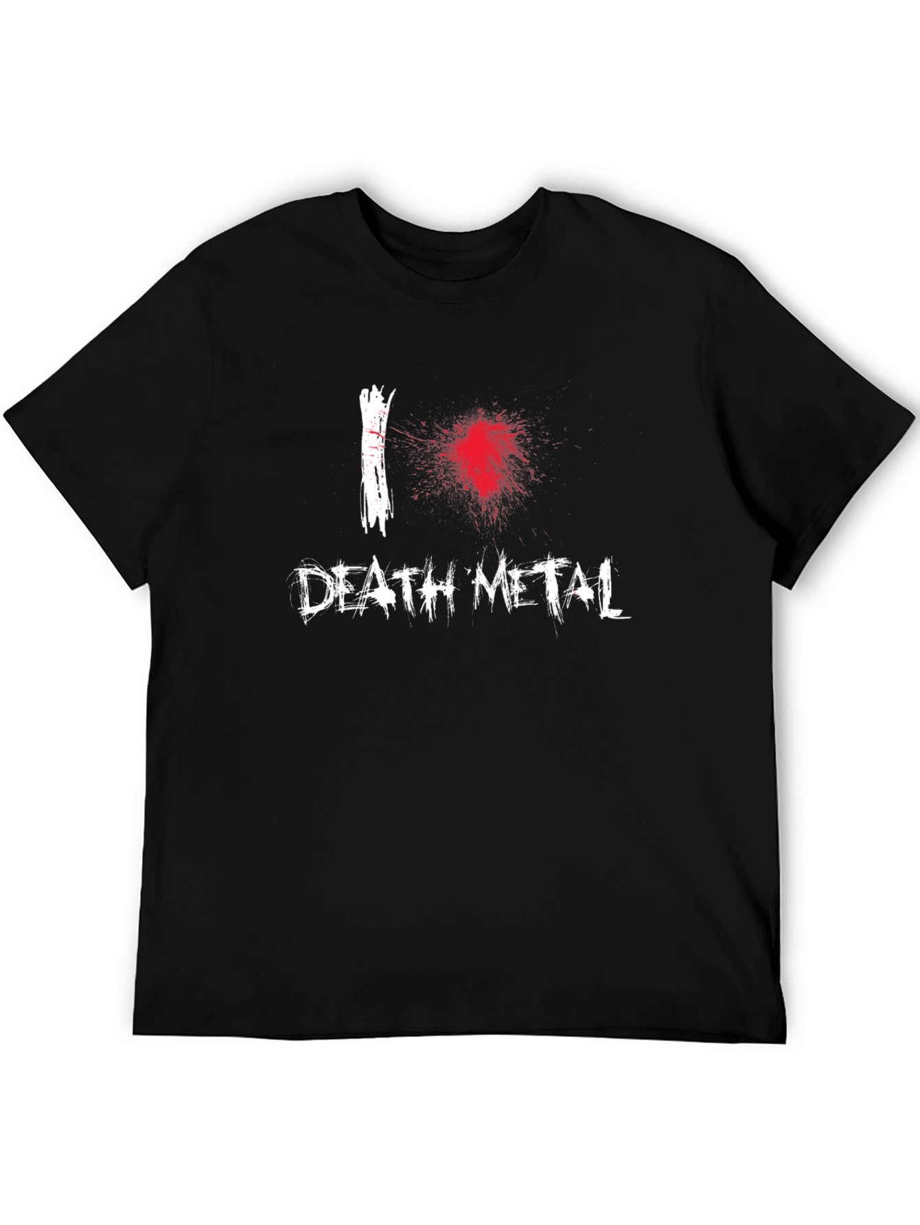 Black I Love Death Metal Black Graphic T-Shirt view 5