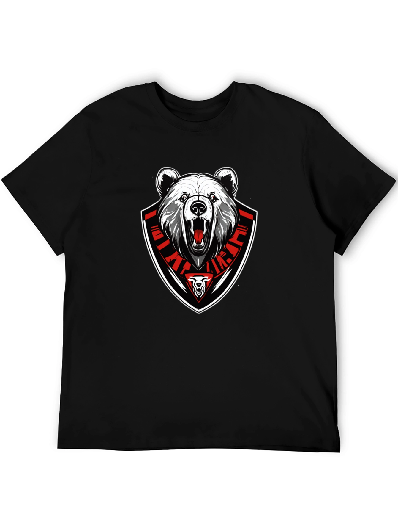 Black Bear Emblem Graphic Tee - Black Cotton Blend T-Shirt view 5