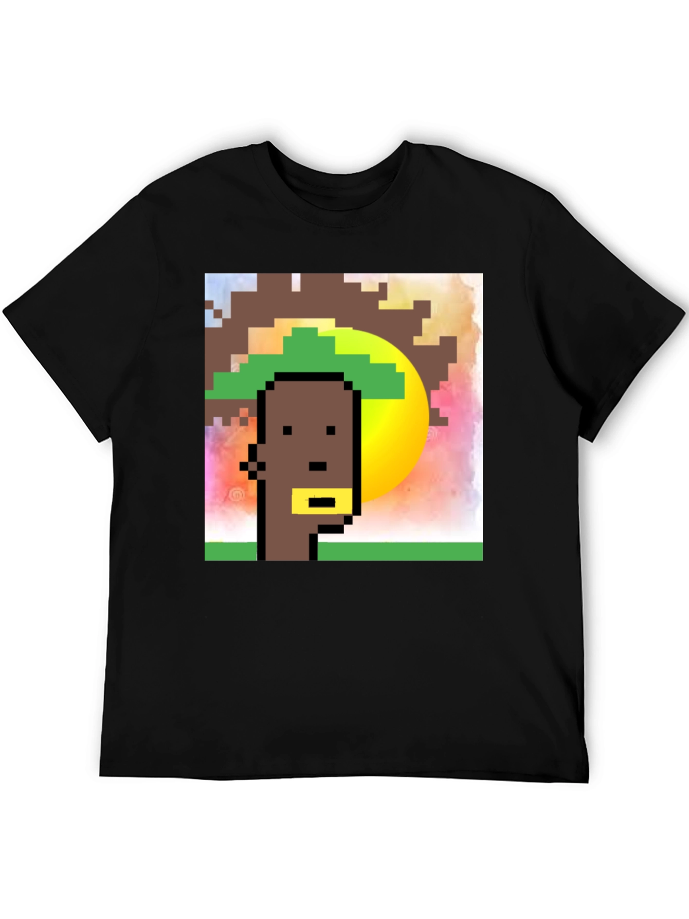 Black Pixelated Character Graphic Tee - Black Cotton Blend view 5