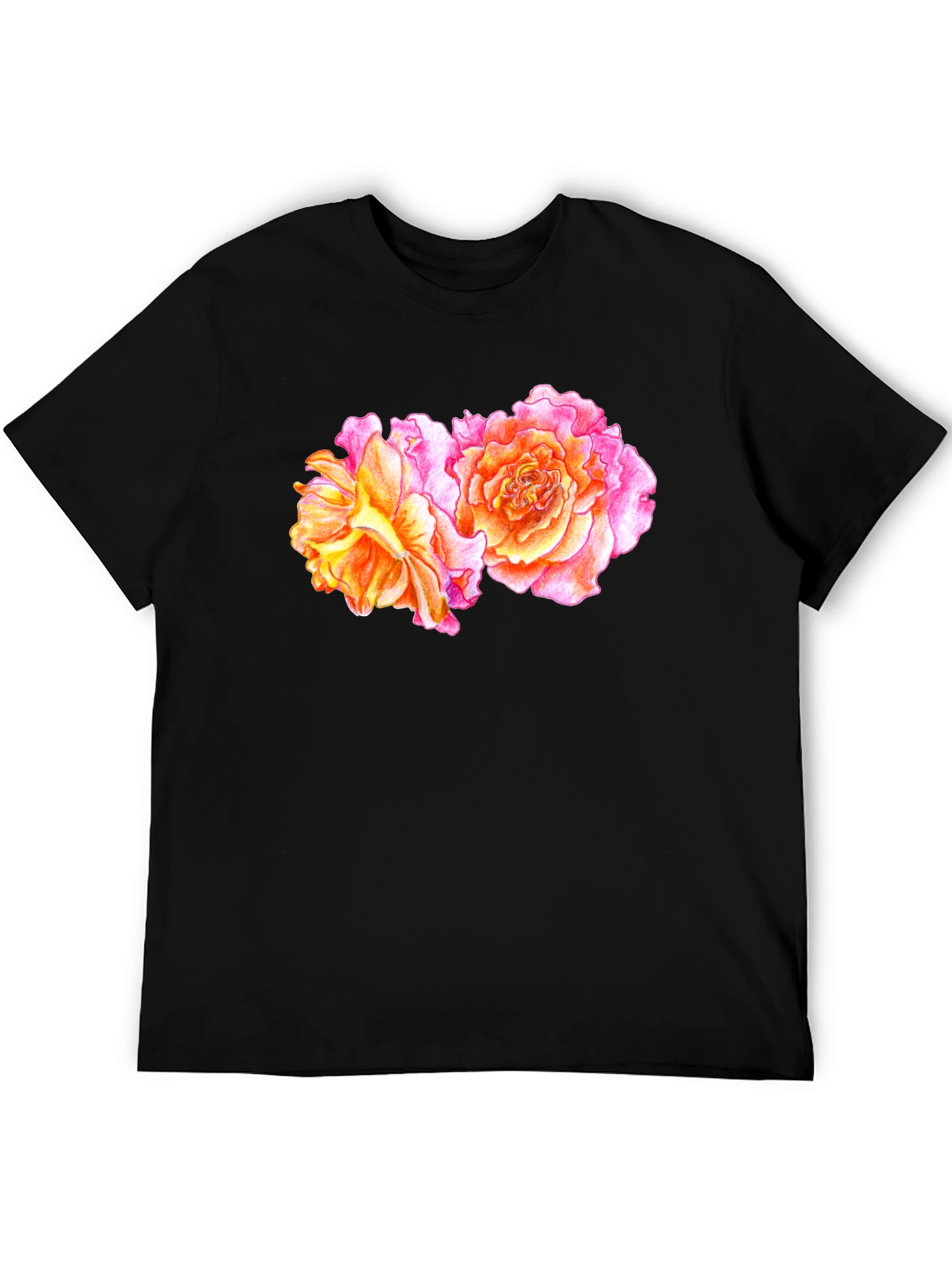 Black Floral Rose T-Shirt - Black view 5