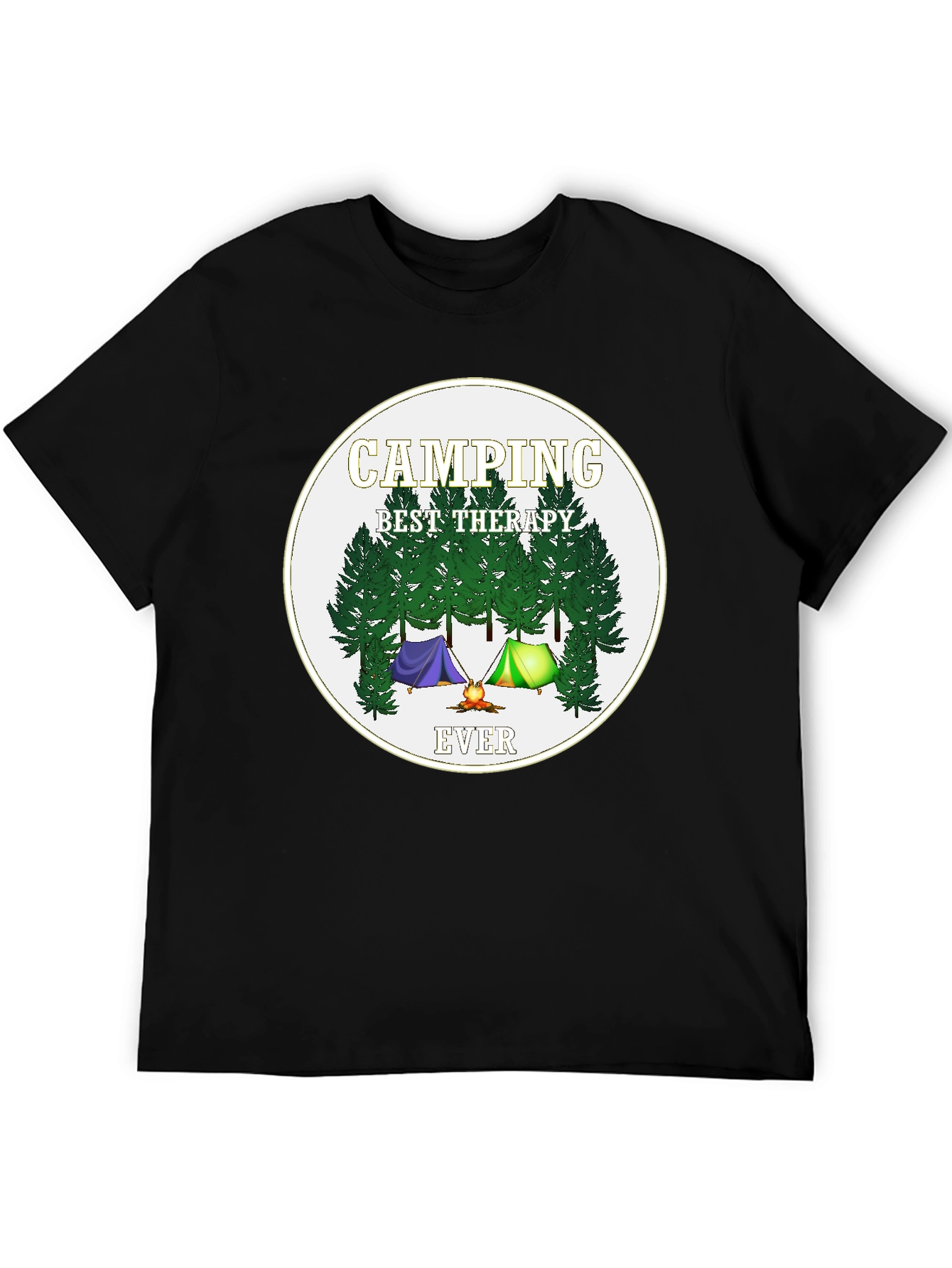 Black Camping Best Therapy Ever Graphic Tee view 5