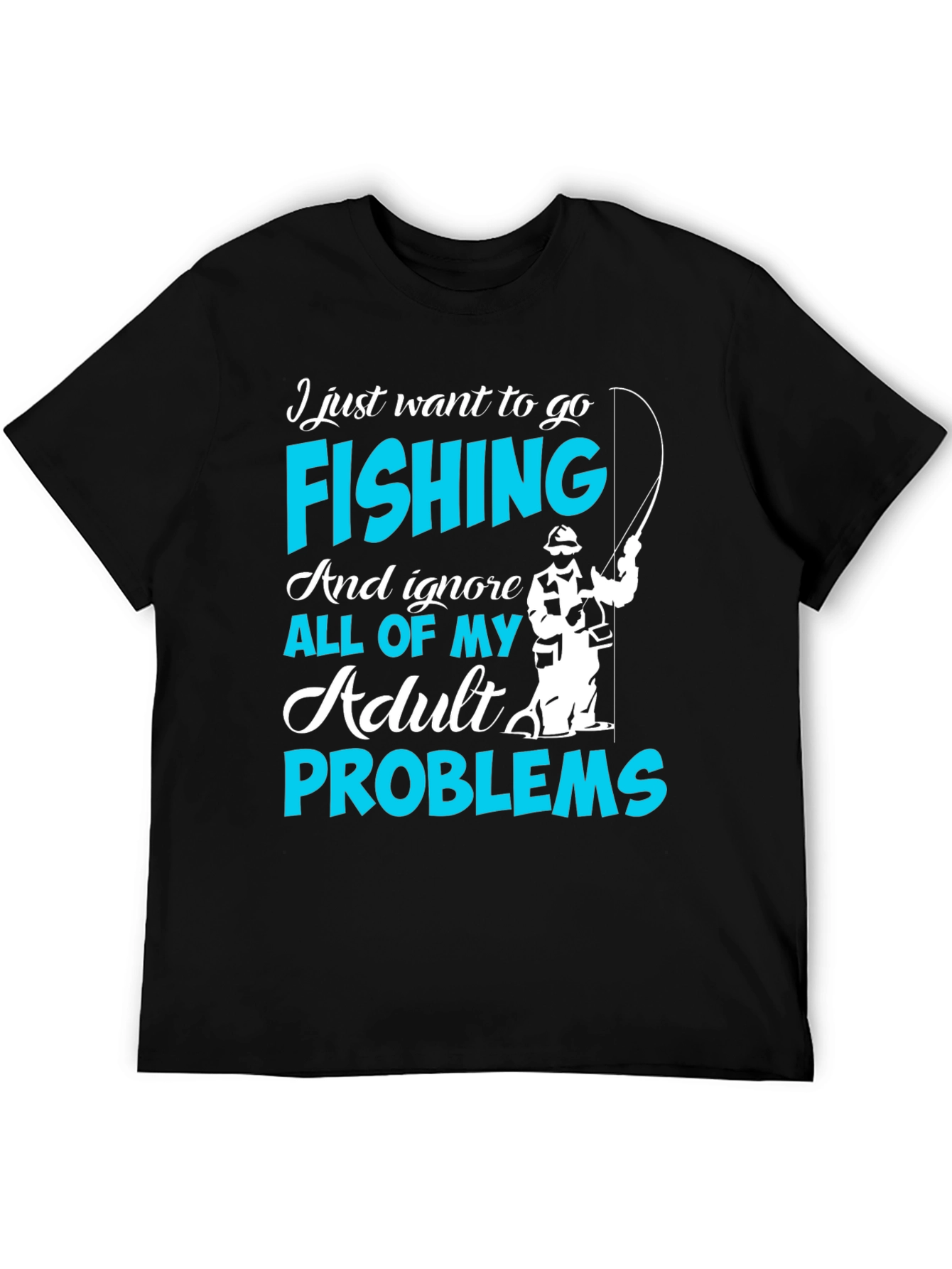 Black Fishing T-Shirt - Ignore Adult Problems view 5