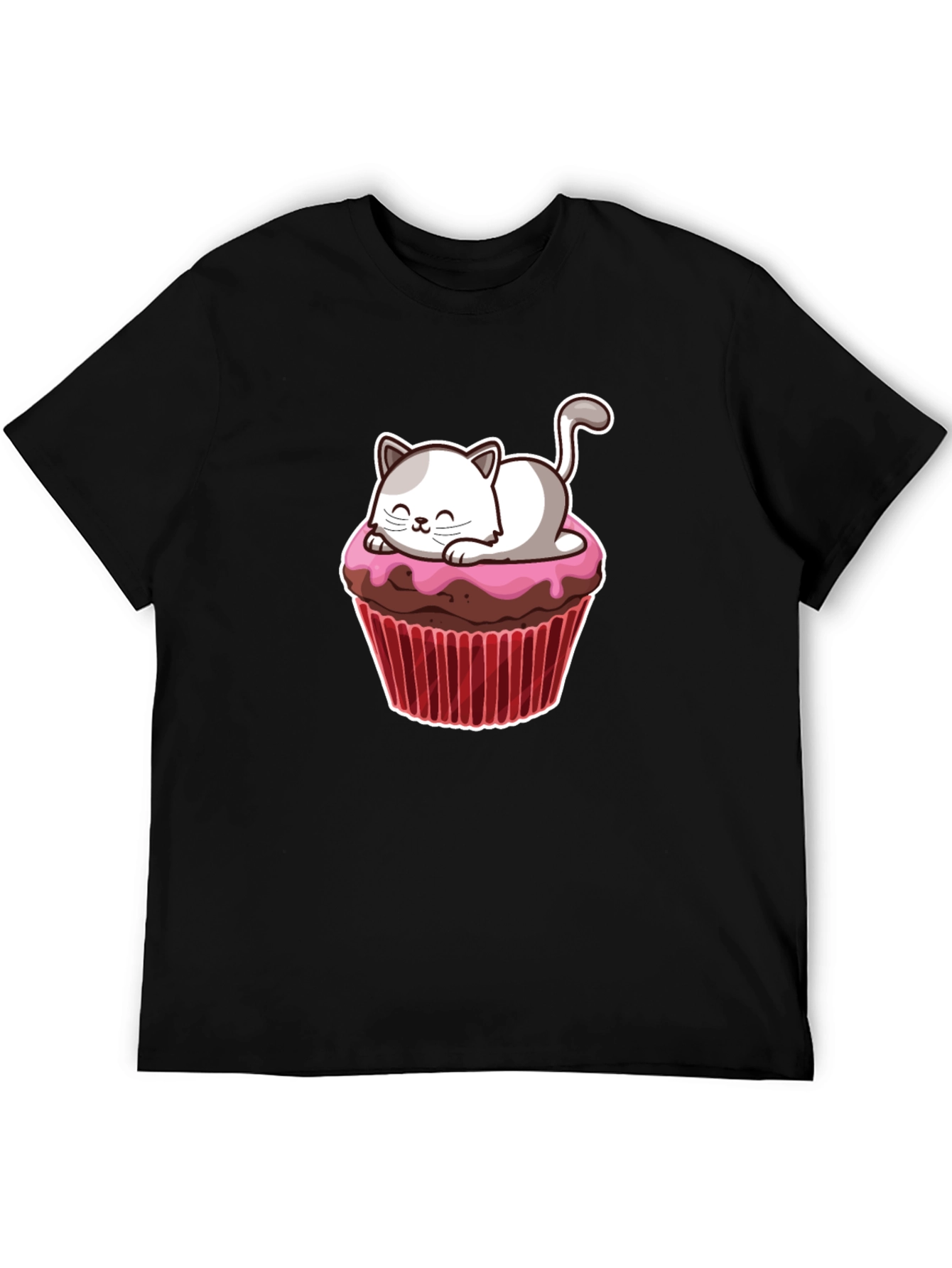 Black Cute Cat Cupcake T-Shirt - Fun & Sweet Design view 5