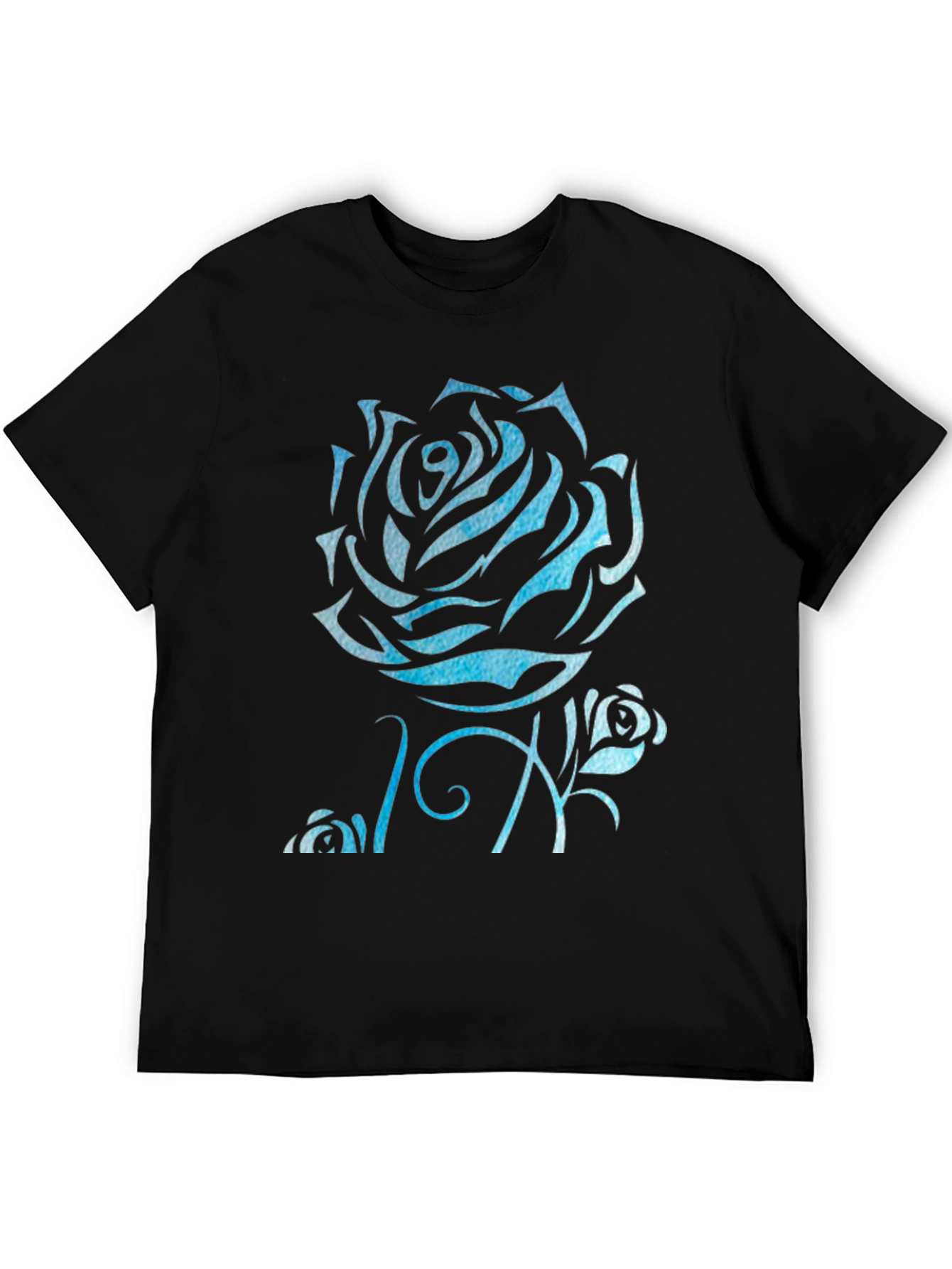 Black Blue Rose Graphic Black T-Shirt view 5