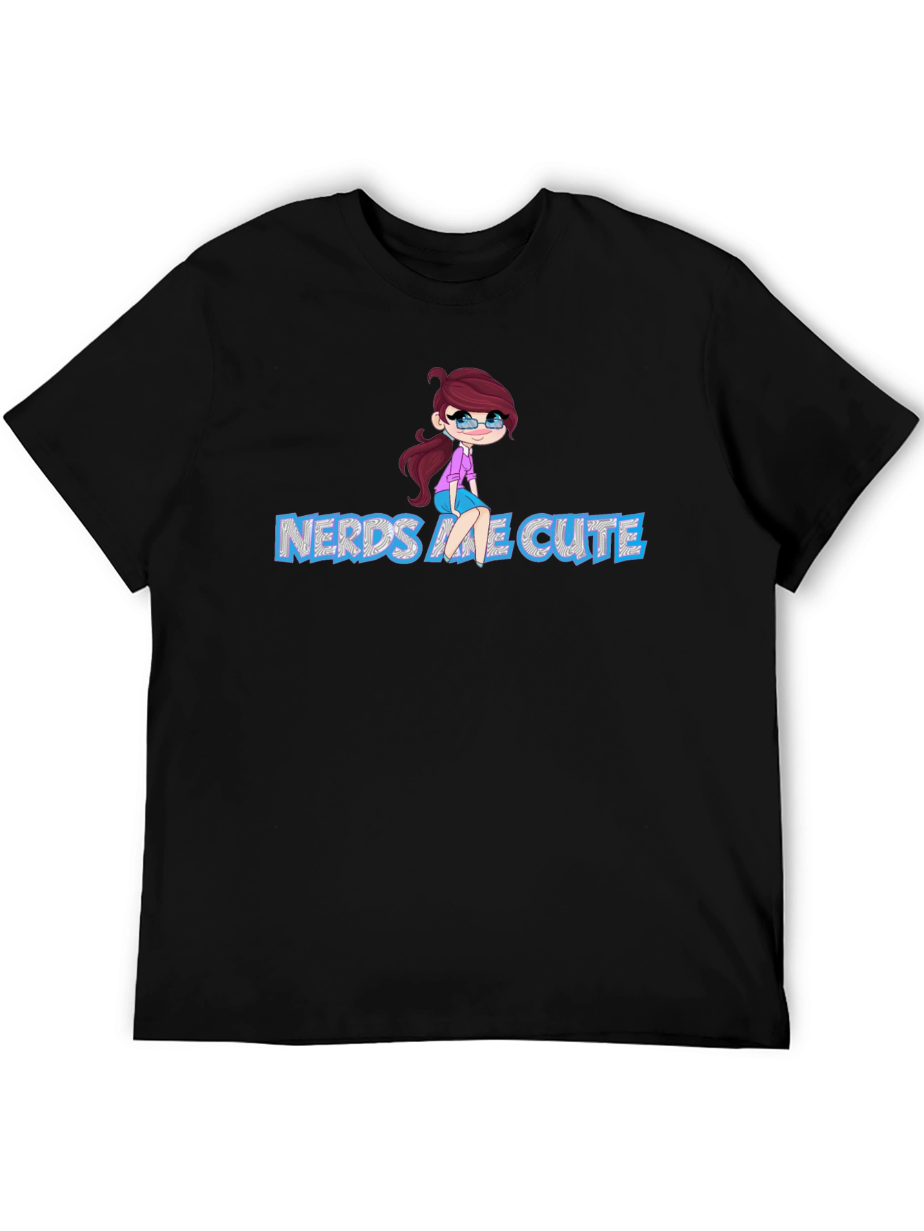Black Nerds Are Cute Unisex Black T-Shirt view 5