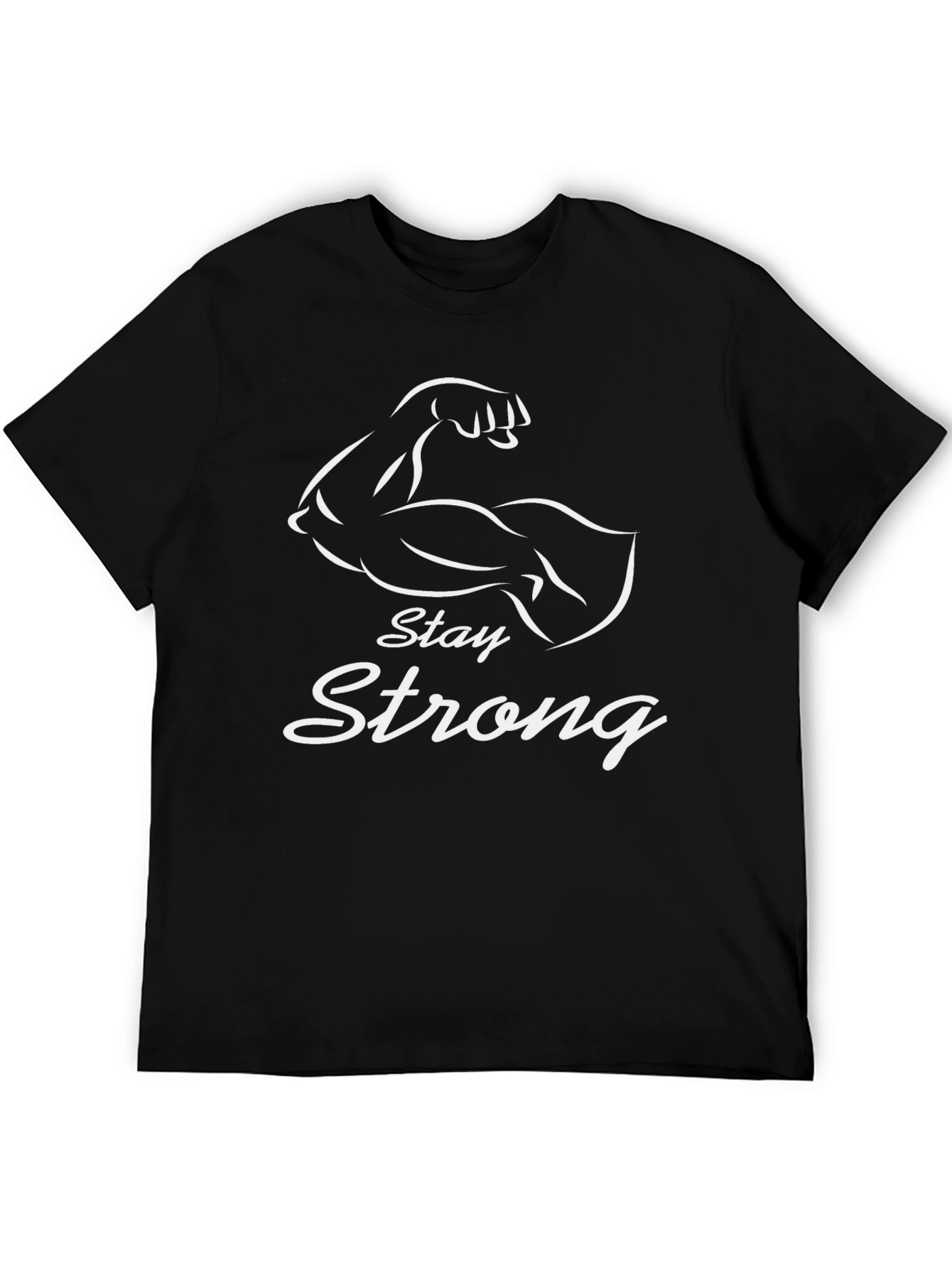 Black Stay Strong Graphic Tee - Black Cotton T-Shirt view 5