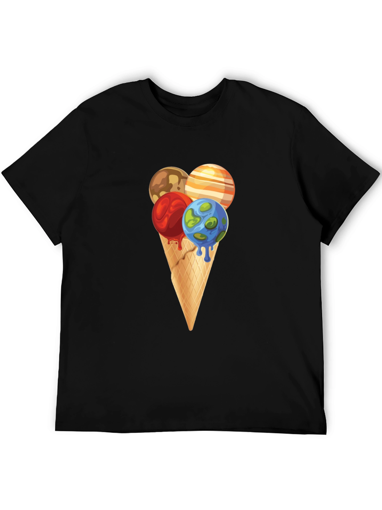 Black Planetary Ice Cream Cone Graphic Tee view 5