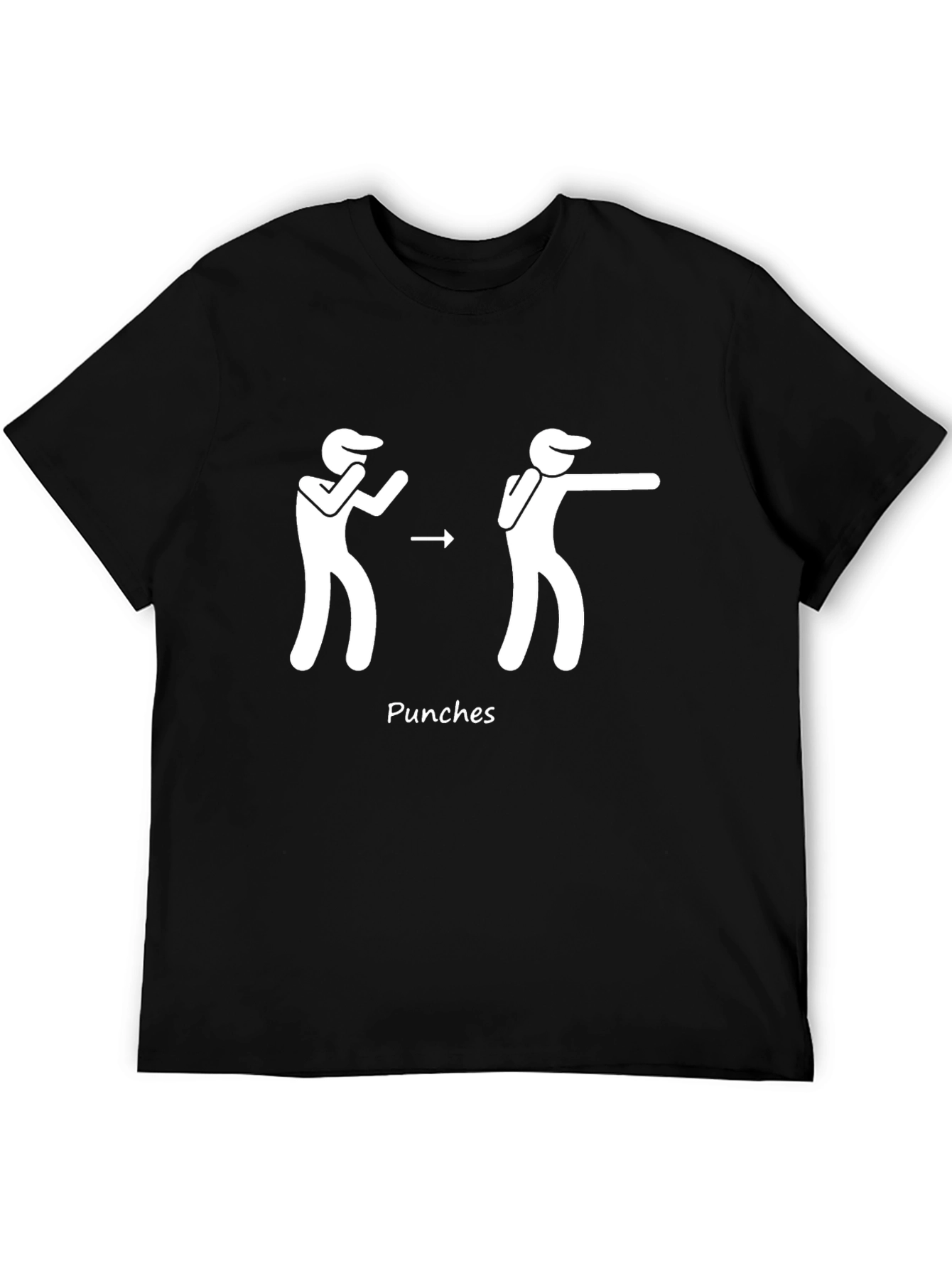 Black Punching Stick Figure Black Cotton T-Shirt view 5