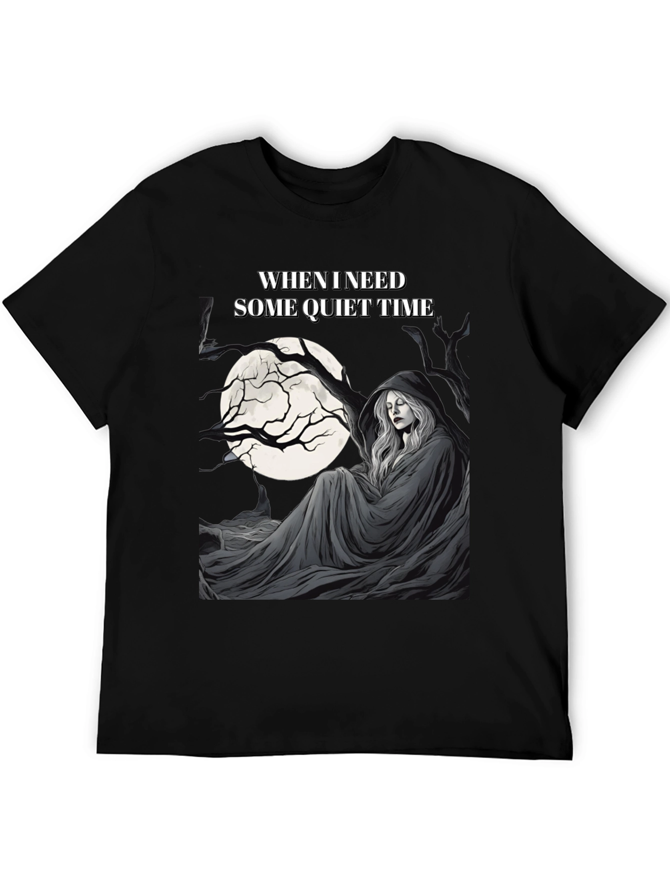 Black Quiet Time Graphic T-Shirt - Dark Humor Tee view 5