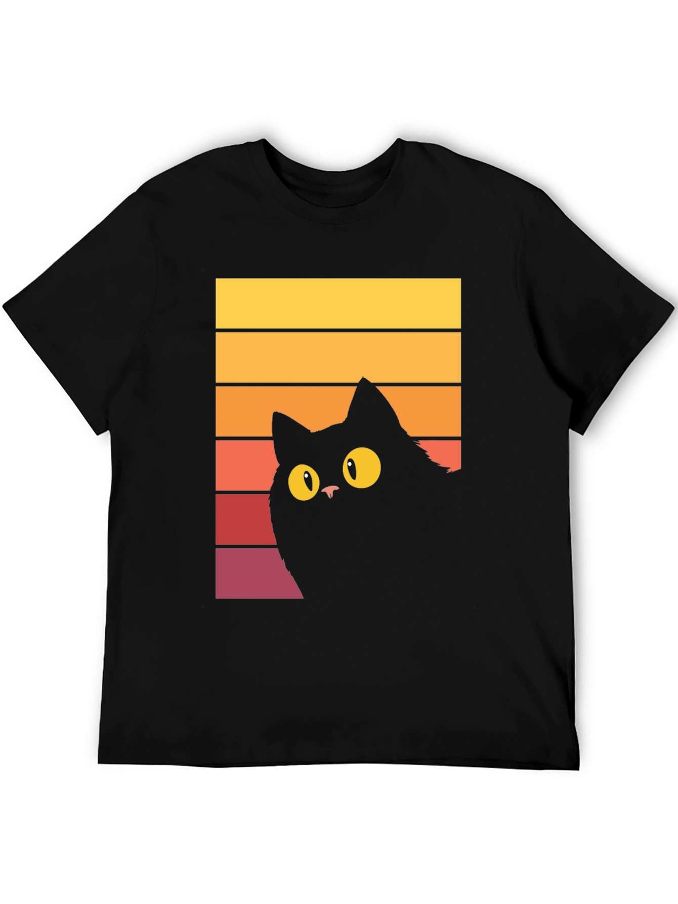 Black Retro Cat Graphic Tee - Vintage Style Black Cat T-Shirt view 5