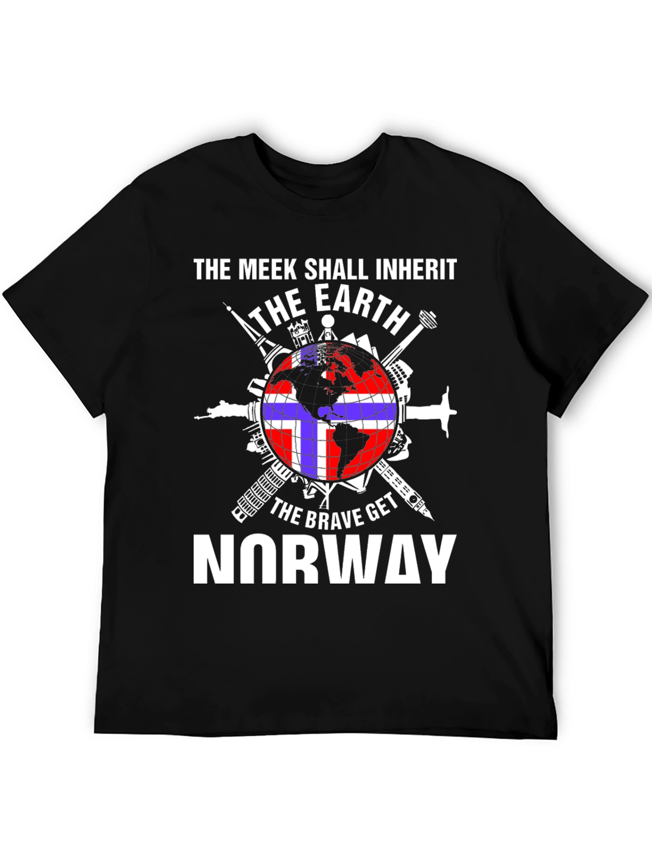Black Meek Shall Inherit Earth, Brave Get Norway T-Shirt view 5