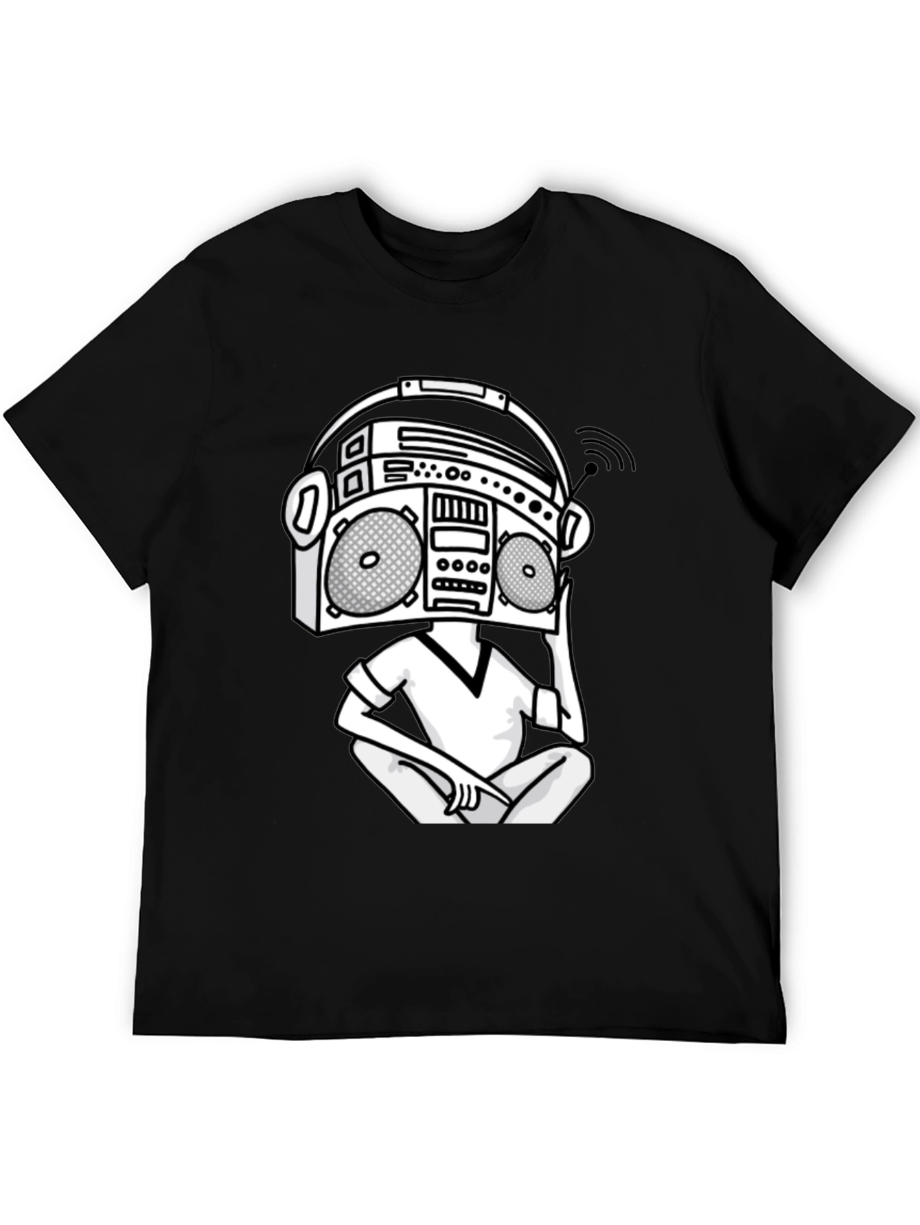 Black Boombox Head Graphic Tee - Cool & Unique Design view 5