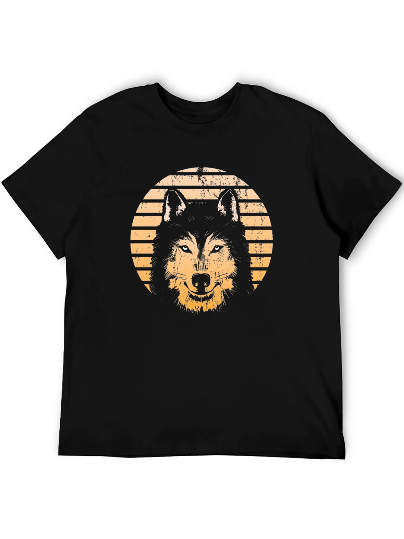 Black Retro Wolf Graphic Tee - Black view 5