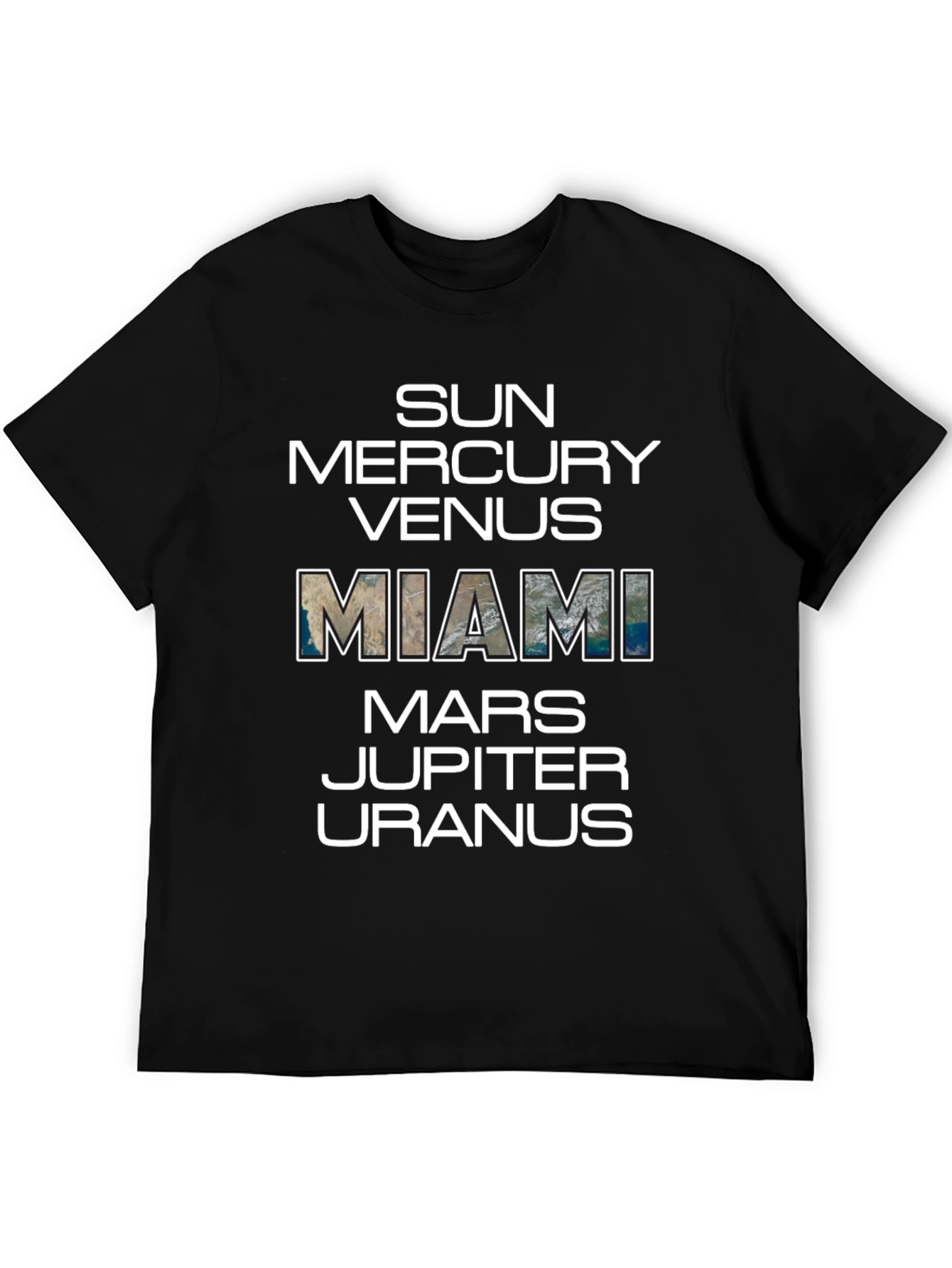 Black Miami Planets Graphic T-Shirt - Black Cotton Tee view 5