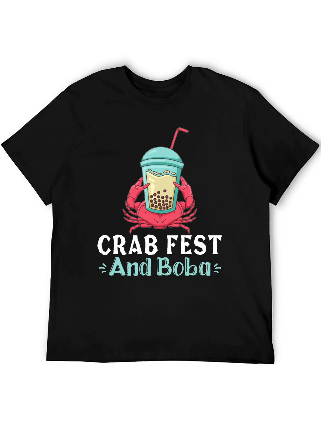 Black Crab Fest and Boba Graphic T-Shirt view 5