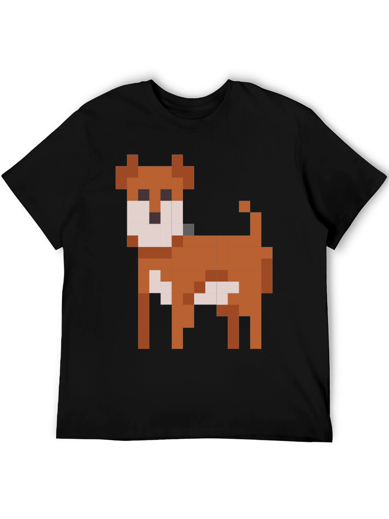 Black Pixel Dog Graphic T-Shirt - Black Cotton Blend view 5