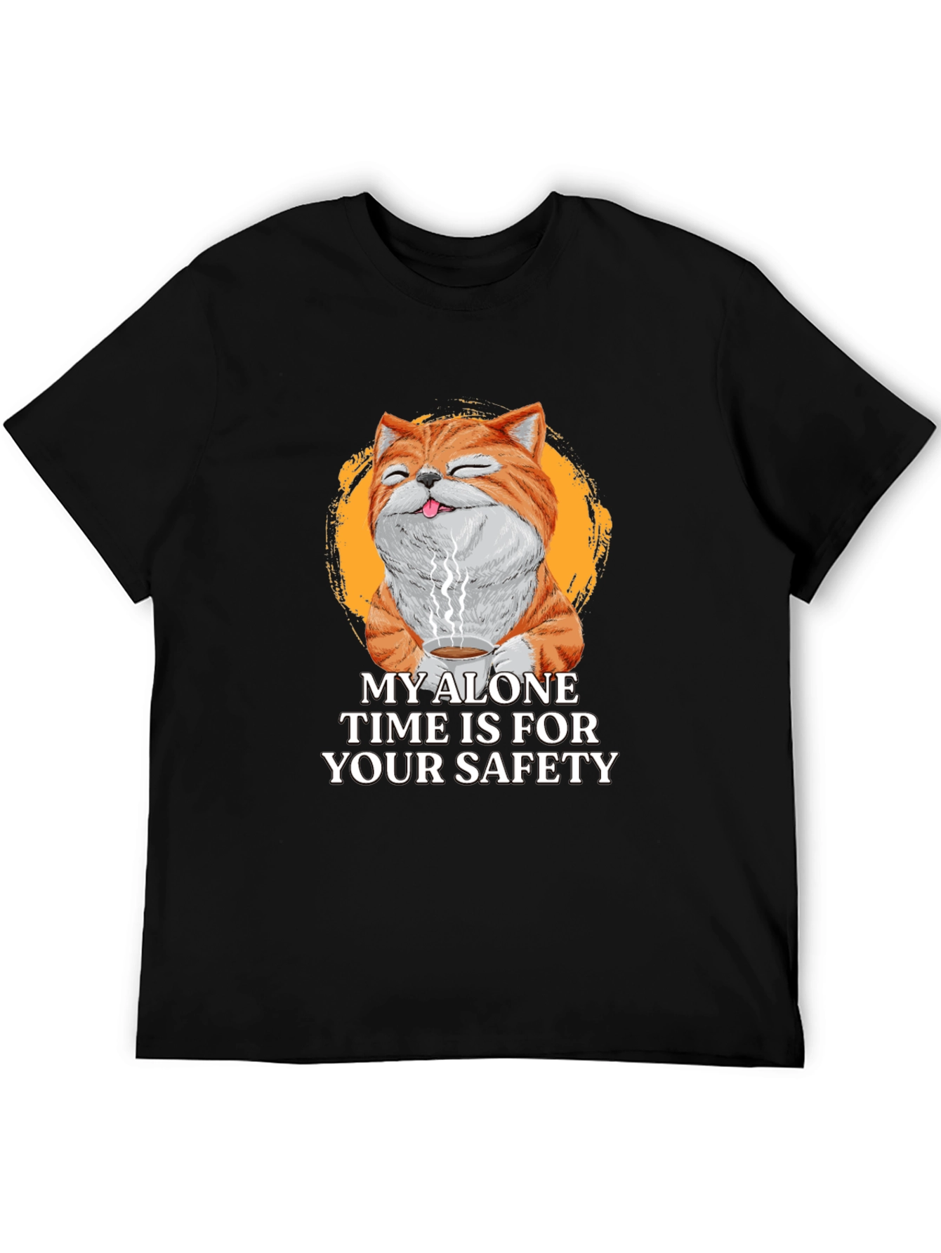 Black Funny Cat Alone Time T-Shirt view 5