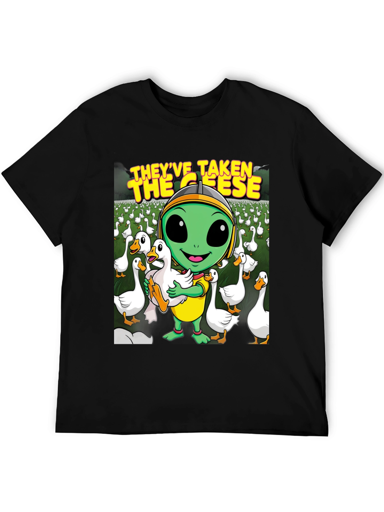 Black Alien Goose T-Shirt - They've Taken the Geese! view 5