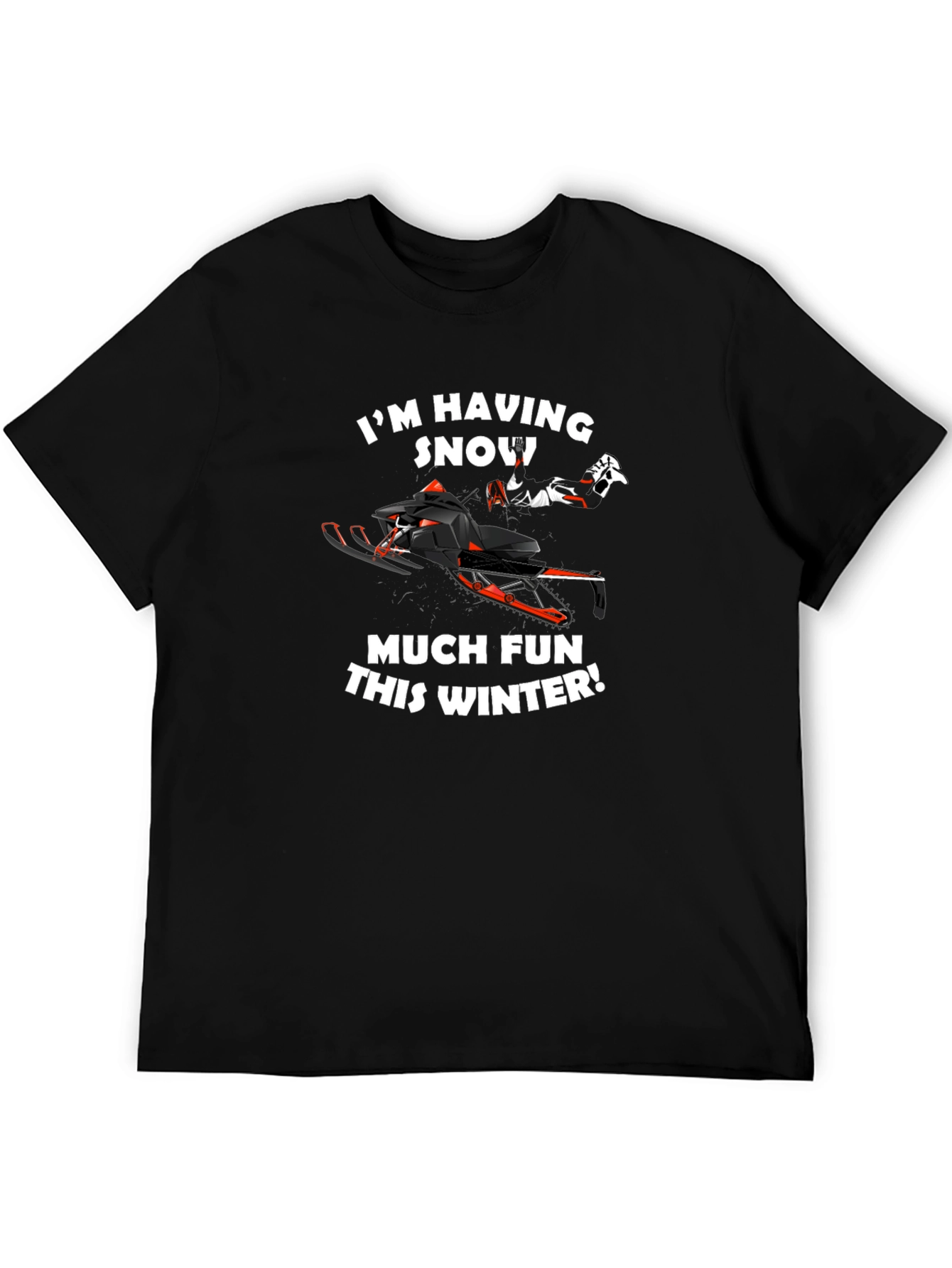 Black Snowmobile Fun Winter T-Shirt view 5