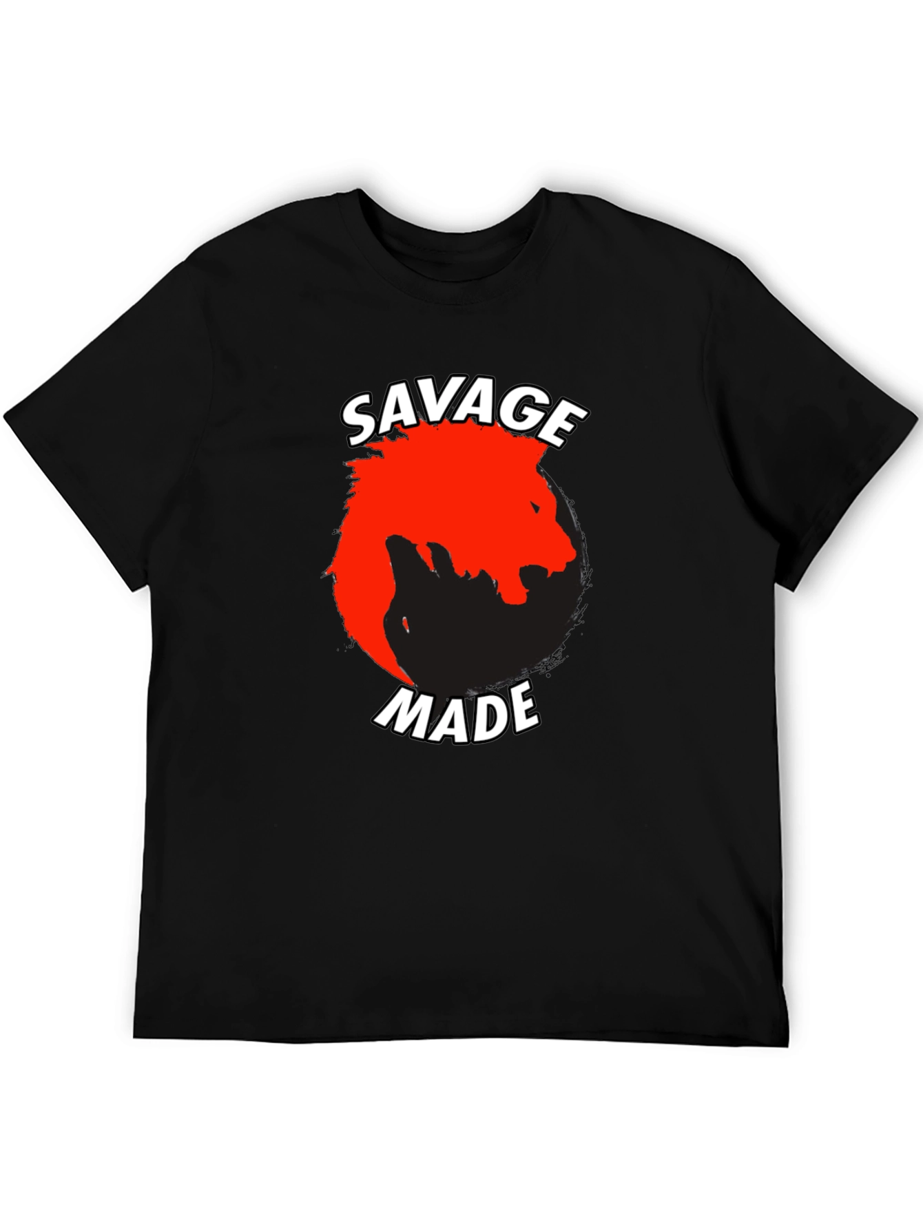 Black Savage Made Graphic Tee - Bold Lion Design view 5