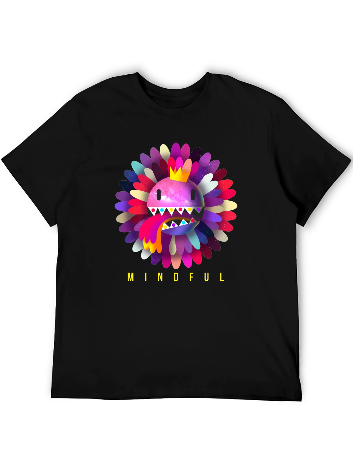 Black Mindful Flower Graphic Tee - Trendy Casual Wear view 5