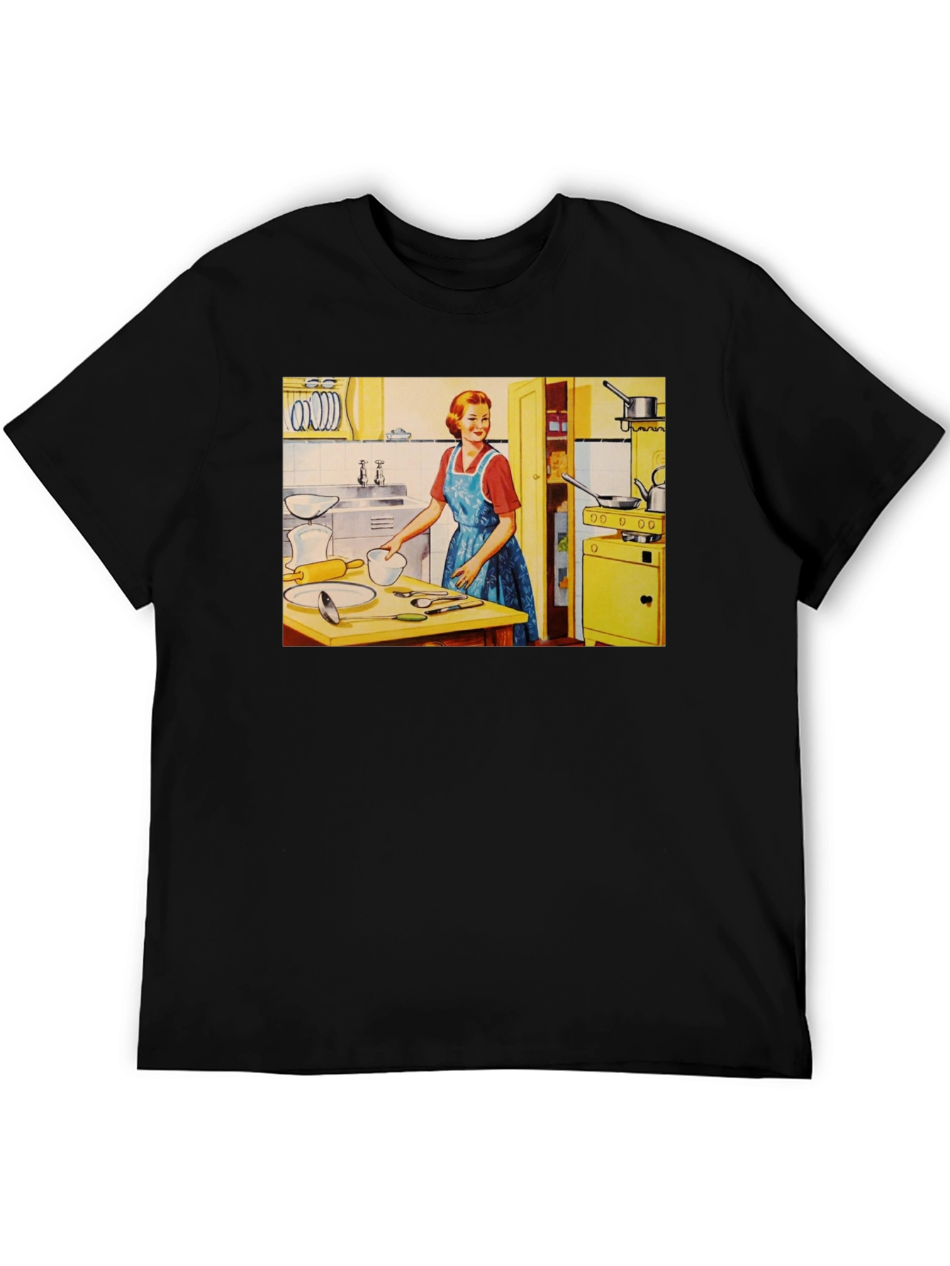 Black Retro Kitchen T-Shirt - Vintage Housewife Tee view 5