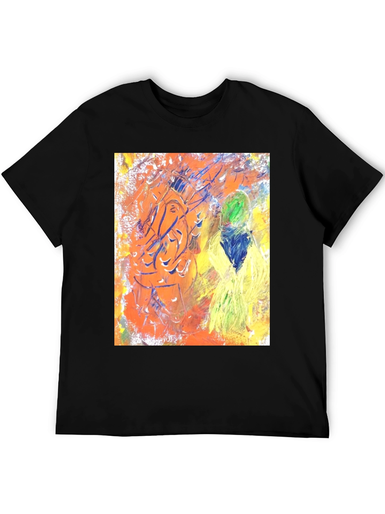 Black Abstract Art Graphic Tee - Unisex Black T-Shirt view 5