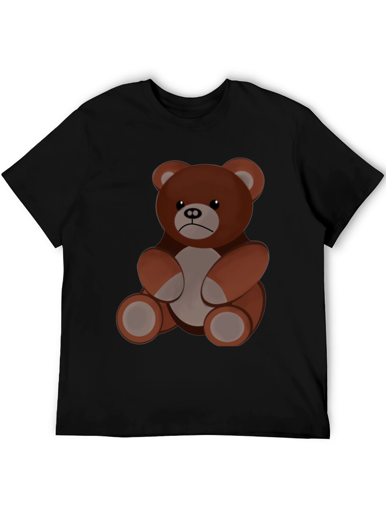 Black Men's Black T-Shirt with Cartoon Bear view 5