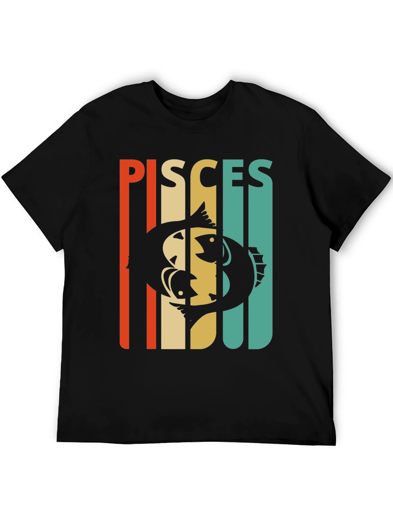Black Pisces Zodiac Sign Graphic T-Shirt view 5