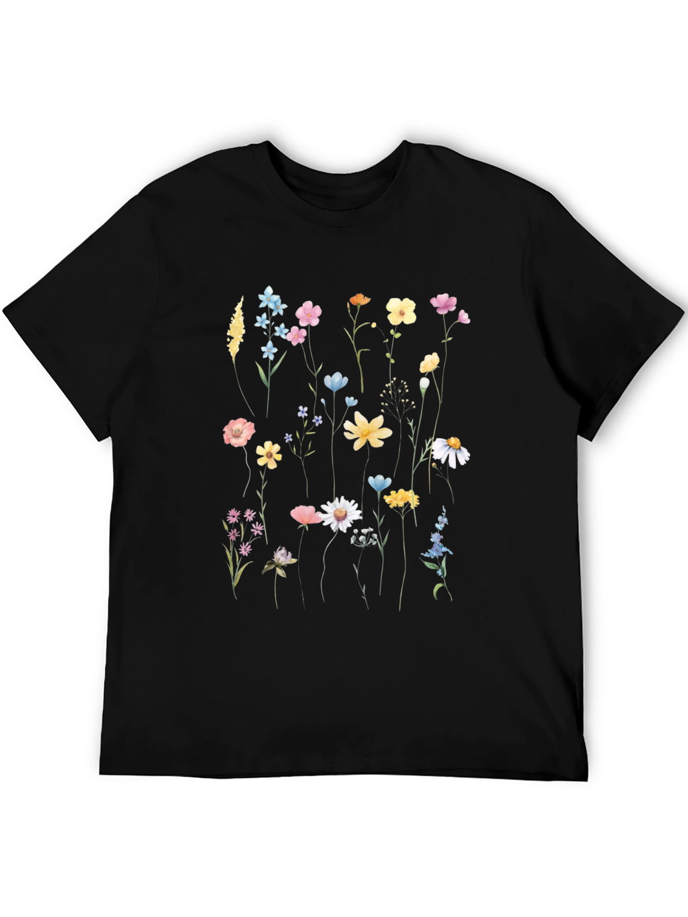 Black Floral Print Black T-Shirt view 5