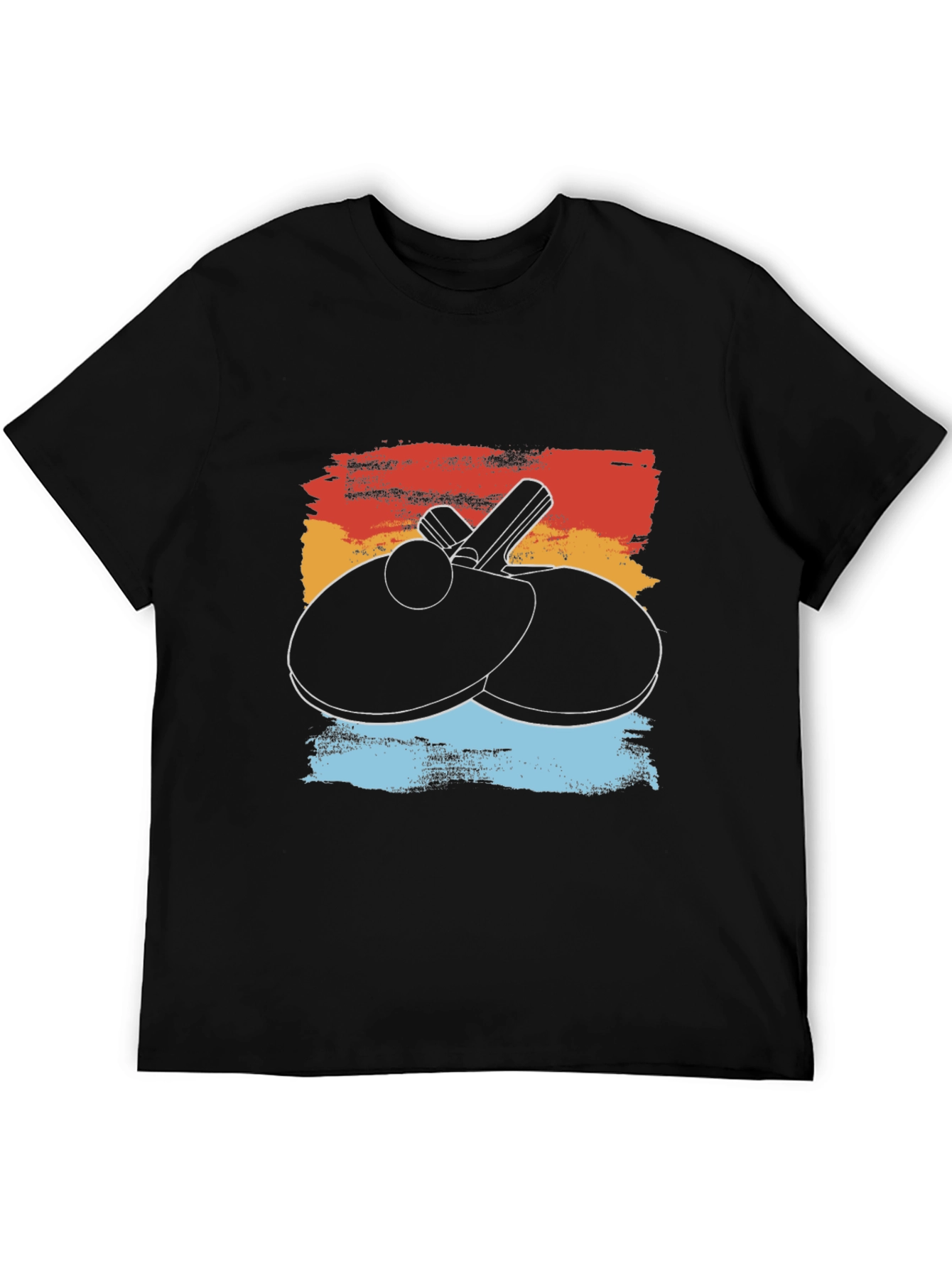 Black Retro Table Tennis T-Shirt - Paddle & Ball Graphic Tee view 5