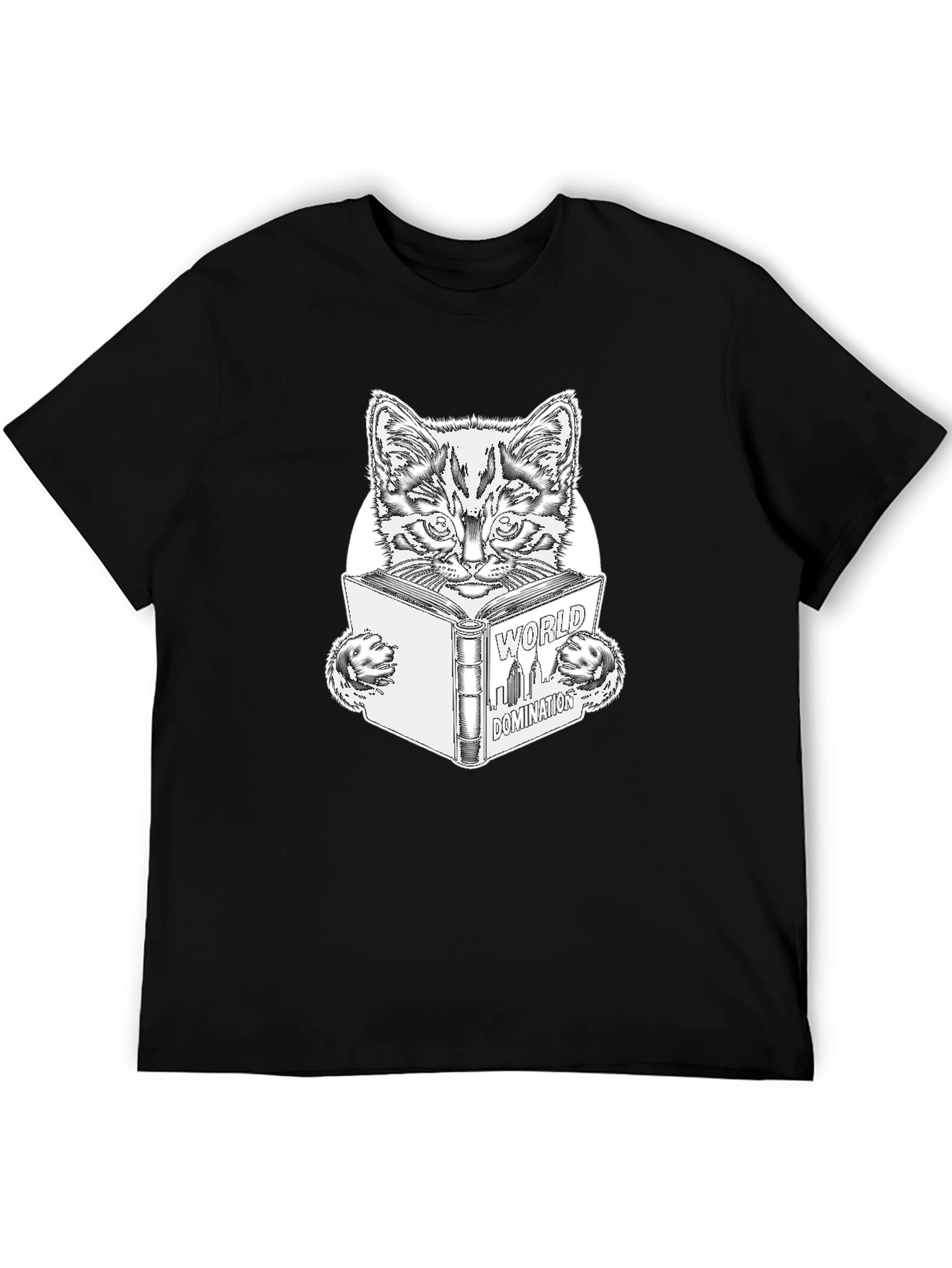 Black World Domination Cat T-Shirt - Black view 5