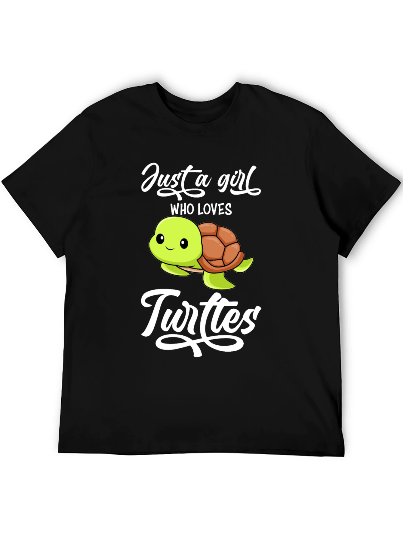 Black Just A Girl Who Loves Turtles Graphic T-Shirt view 5