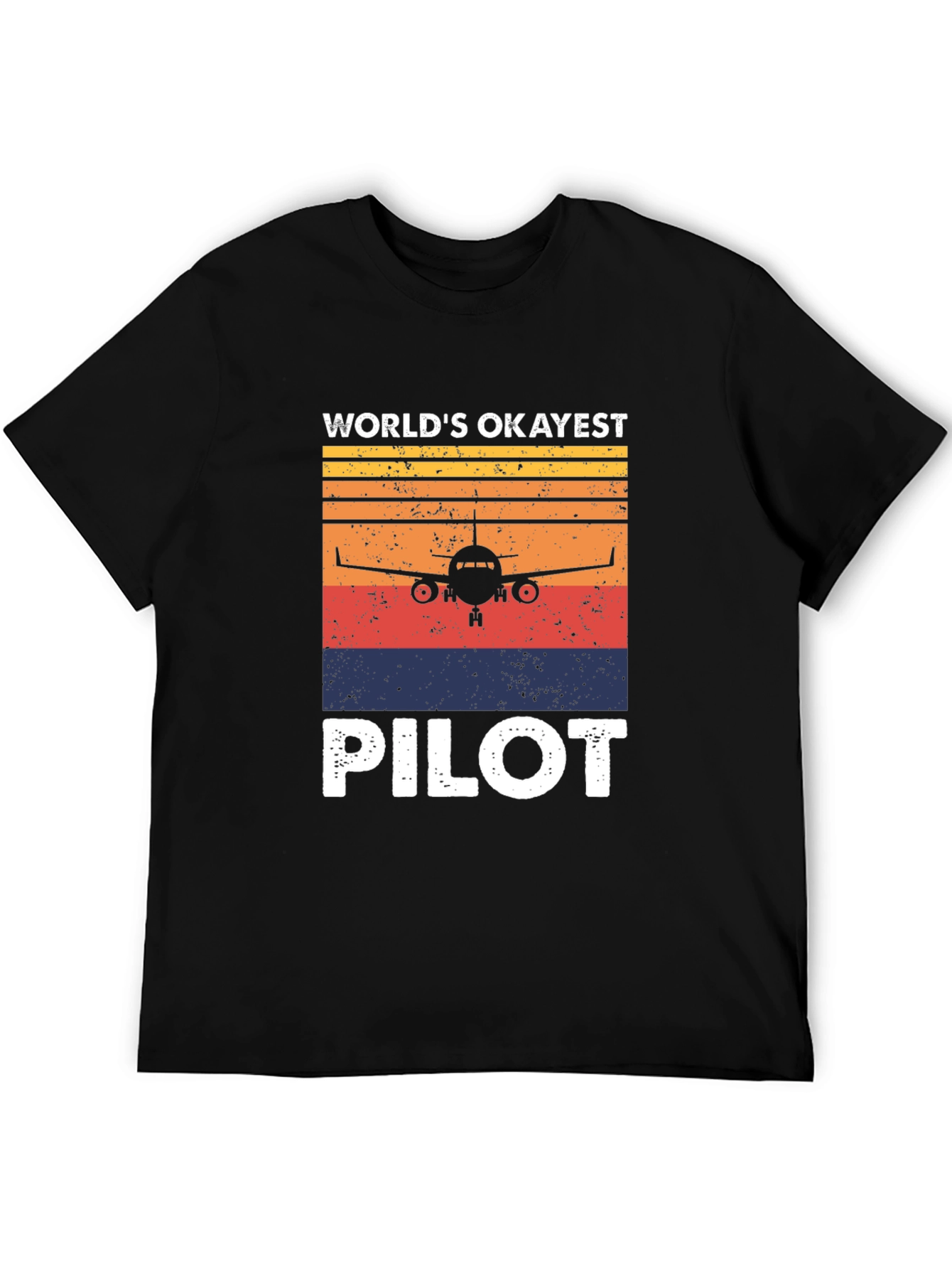 Black World's Okayest Pilot Retro T-Shirt view 5