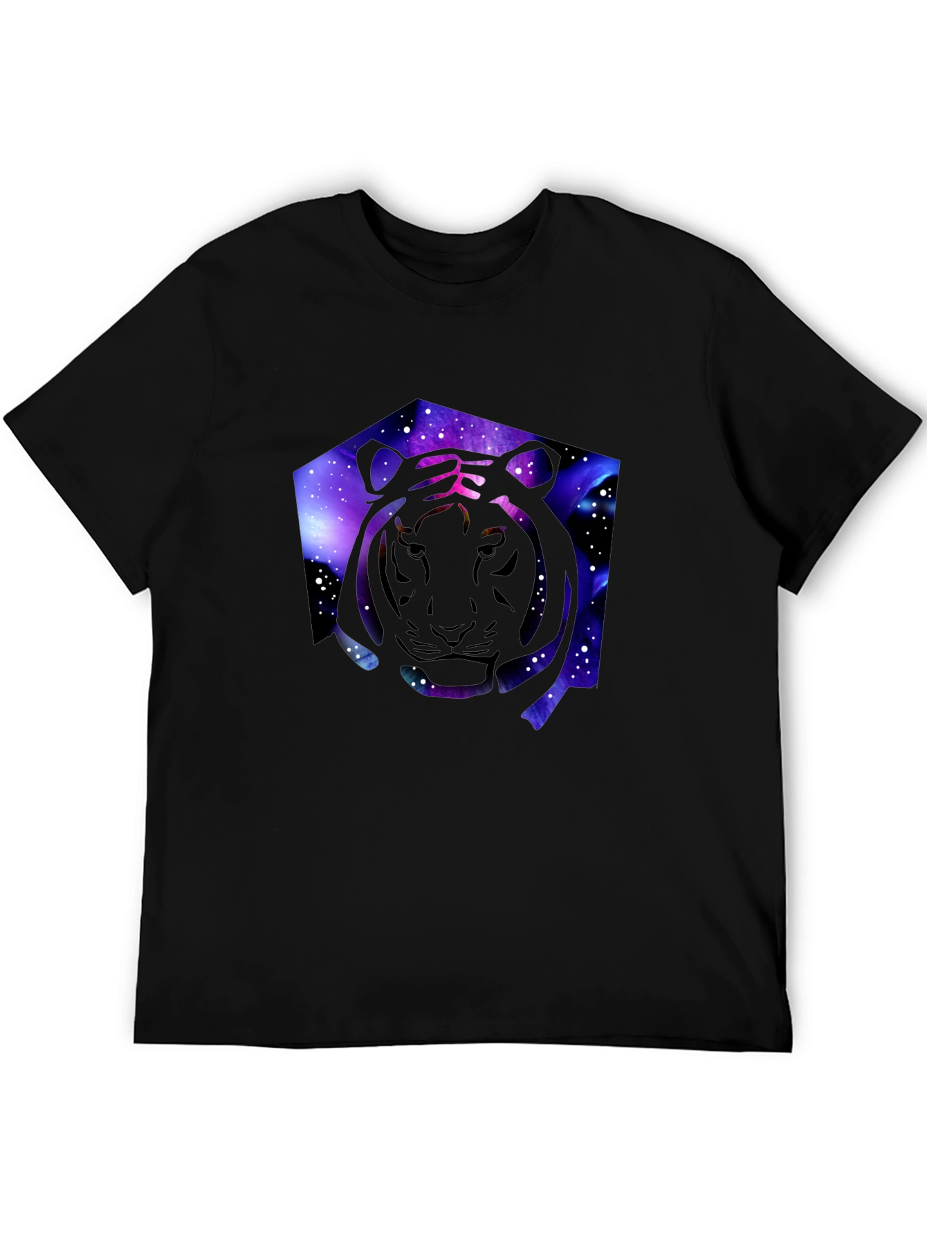 Black Galaxy Tiger Graphic Black T-Shirt view 5