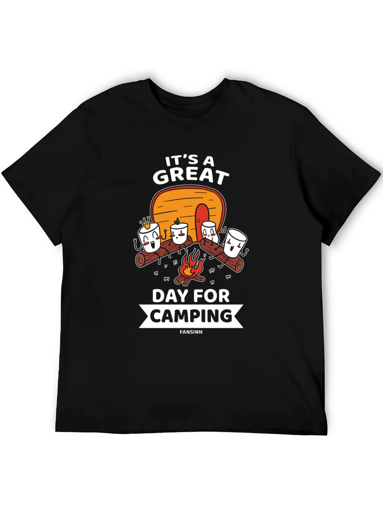 Black It's a Great Day for Camping Graphic T-Shirt view 5