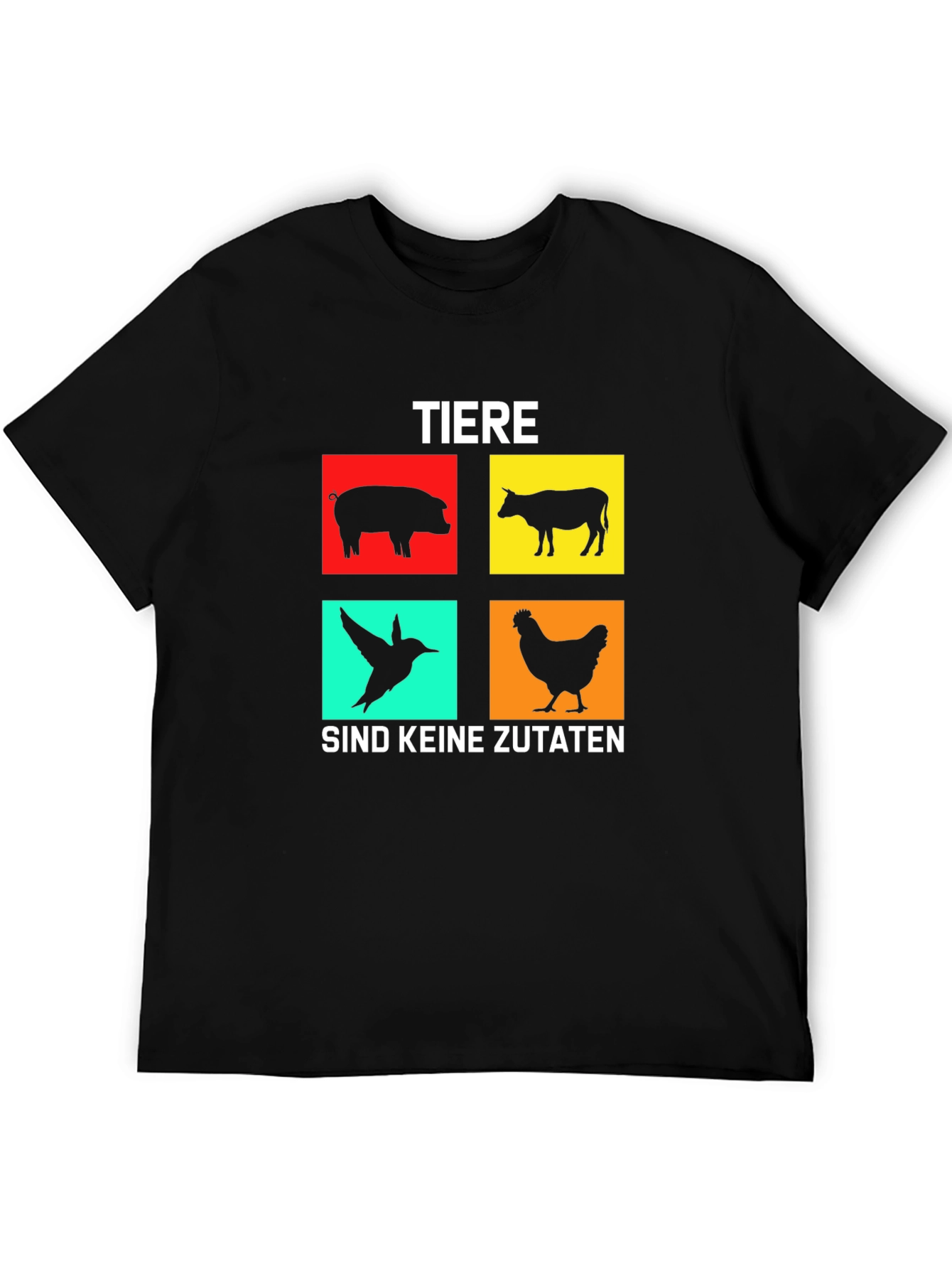 Black Vegan T-Shirt: Tiere Sind Keine Zutaten view 5