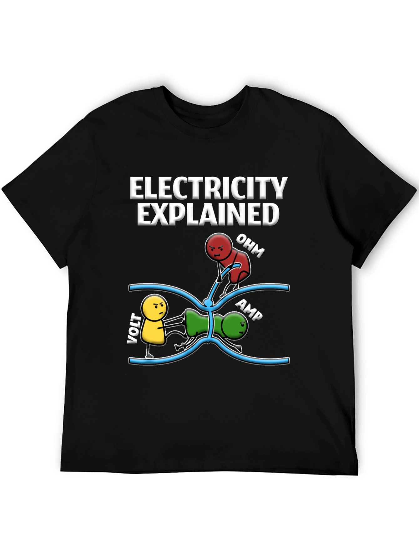 Black Electricity Explained Black Graphic T-Shirt view 5