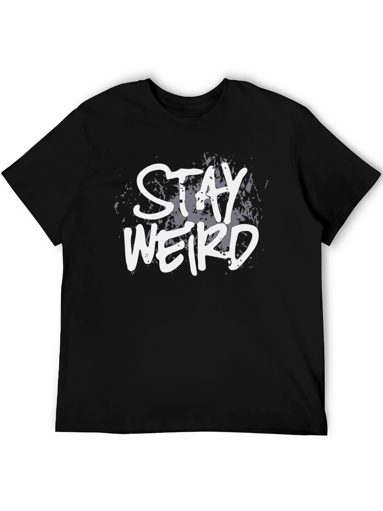 Black Stay Weird Graphic Tee - Black Cotton T-Shirt view 5