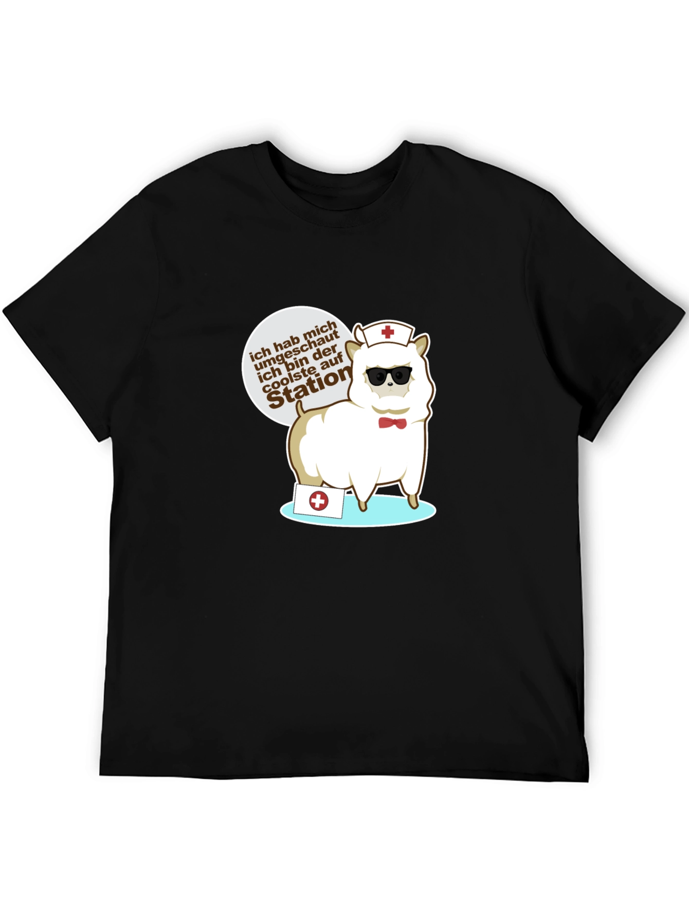 Black Cool Alpaca Nurse Graphic T-Shirt view 5