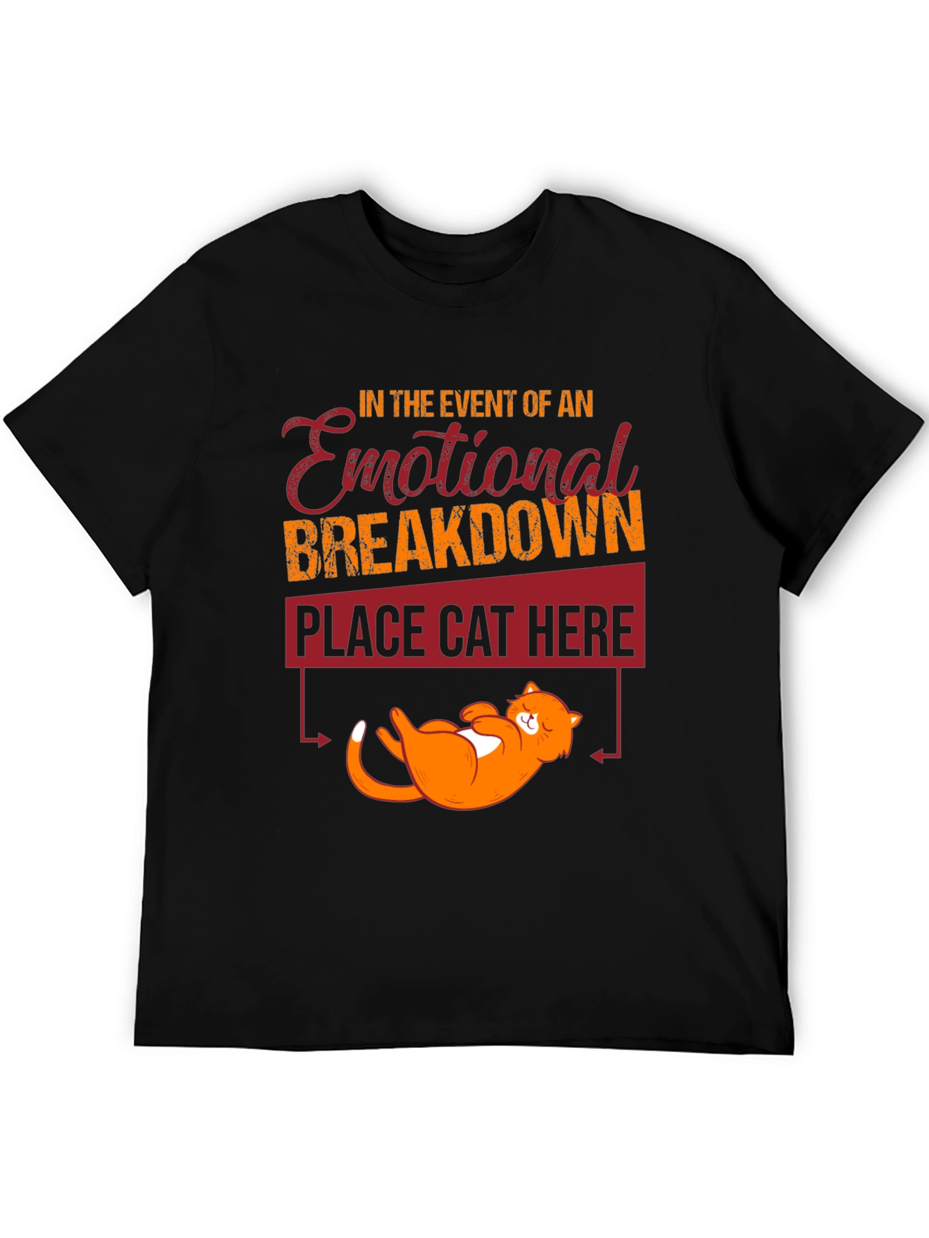 Black Emotional Breakdown Cat T-Shirt Funny view 5