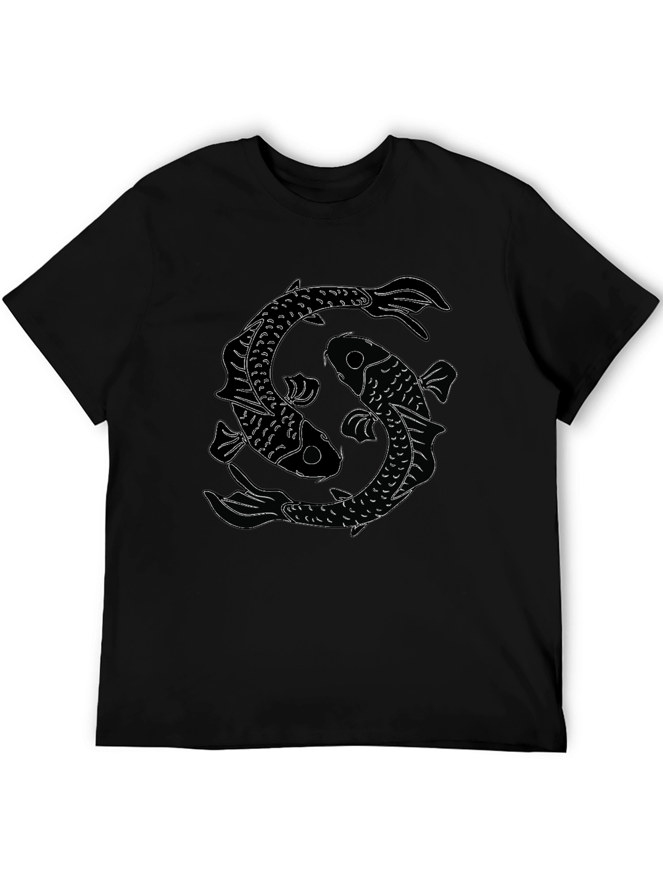 Black Yin Yang Koi Fish Graphic Tee - Classic Black T-Shirt view 5