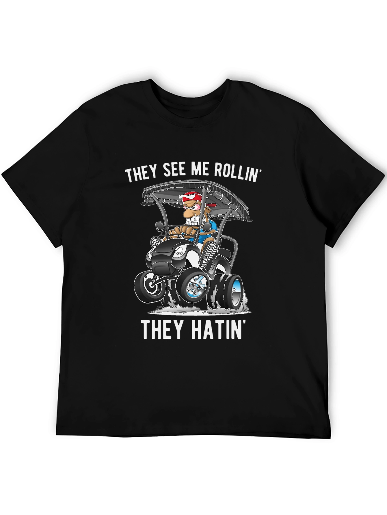 Black They See Me Rollin' T-Shirt view 5