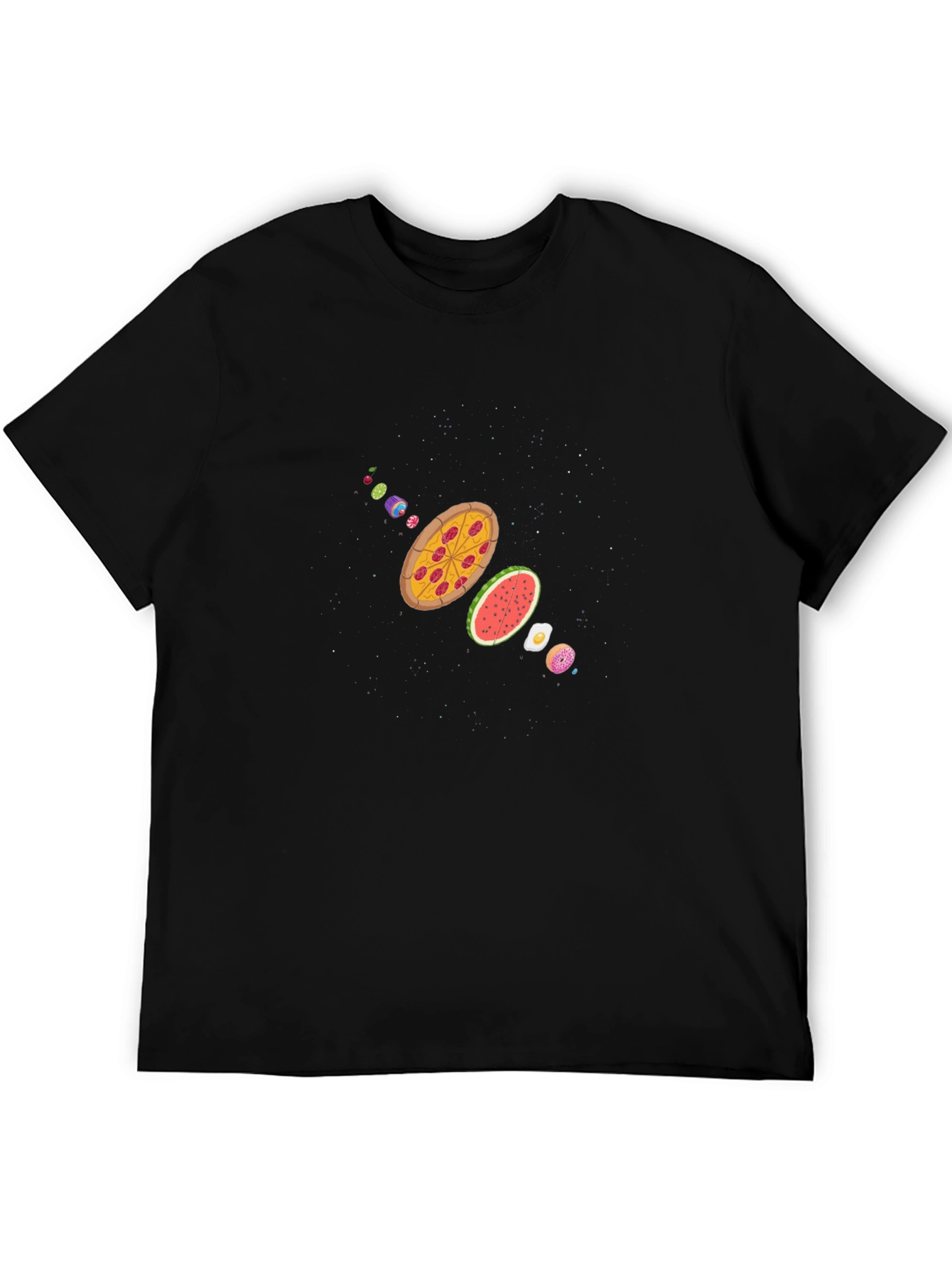 Black Pizza Galaxy Black T-Shirt view 5